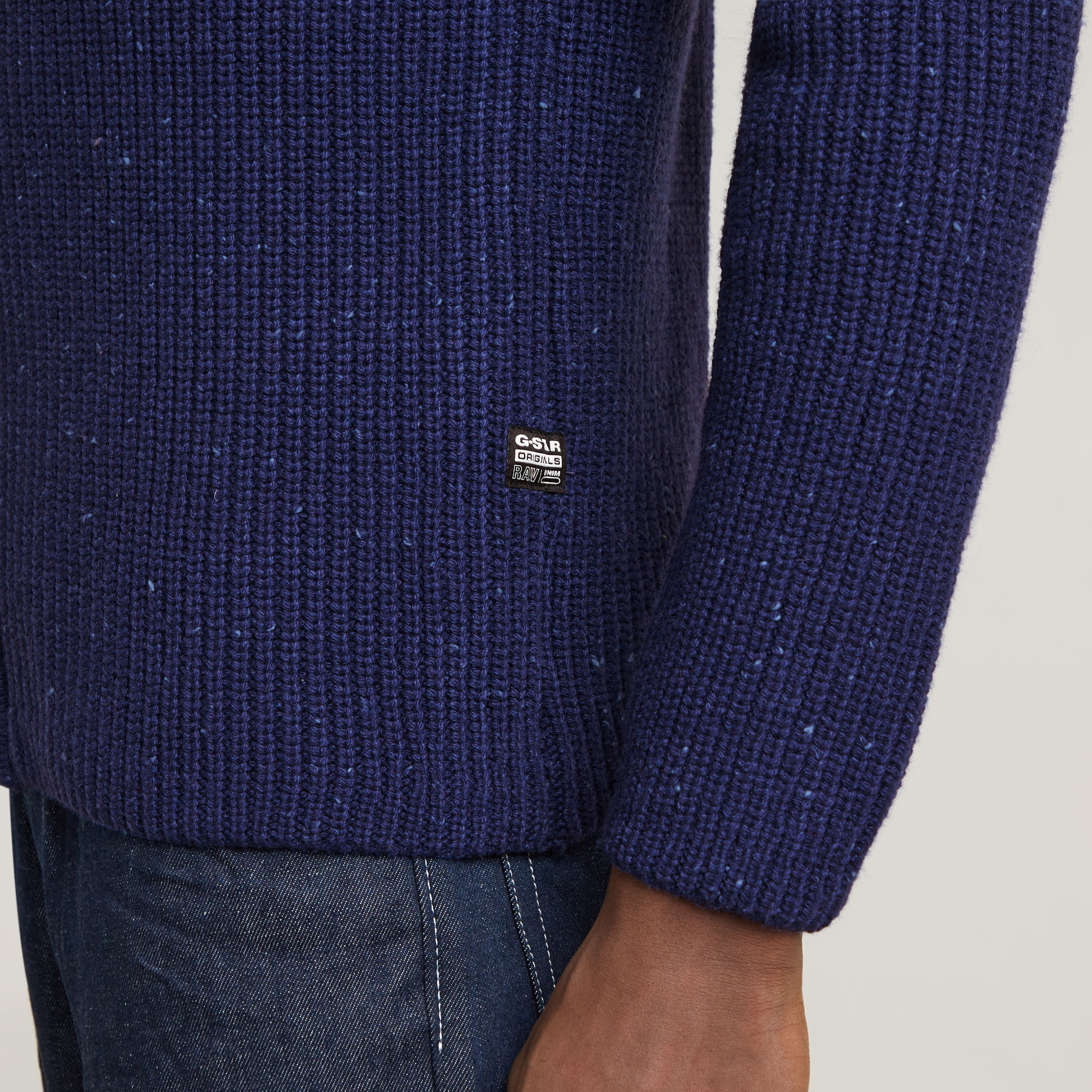 G-Star RAW Double Collar Gebreid Sweater Jack Donkerblauw Heren