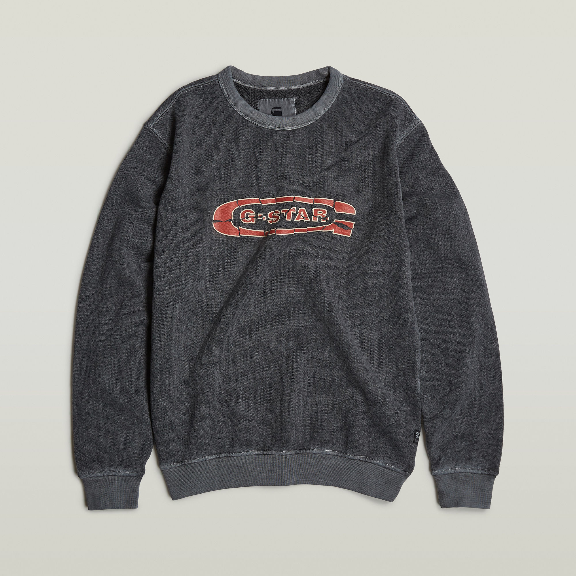 G-Star RAW Destroyed G Logo Washed Sweater Zwart Heren