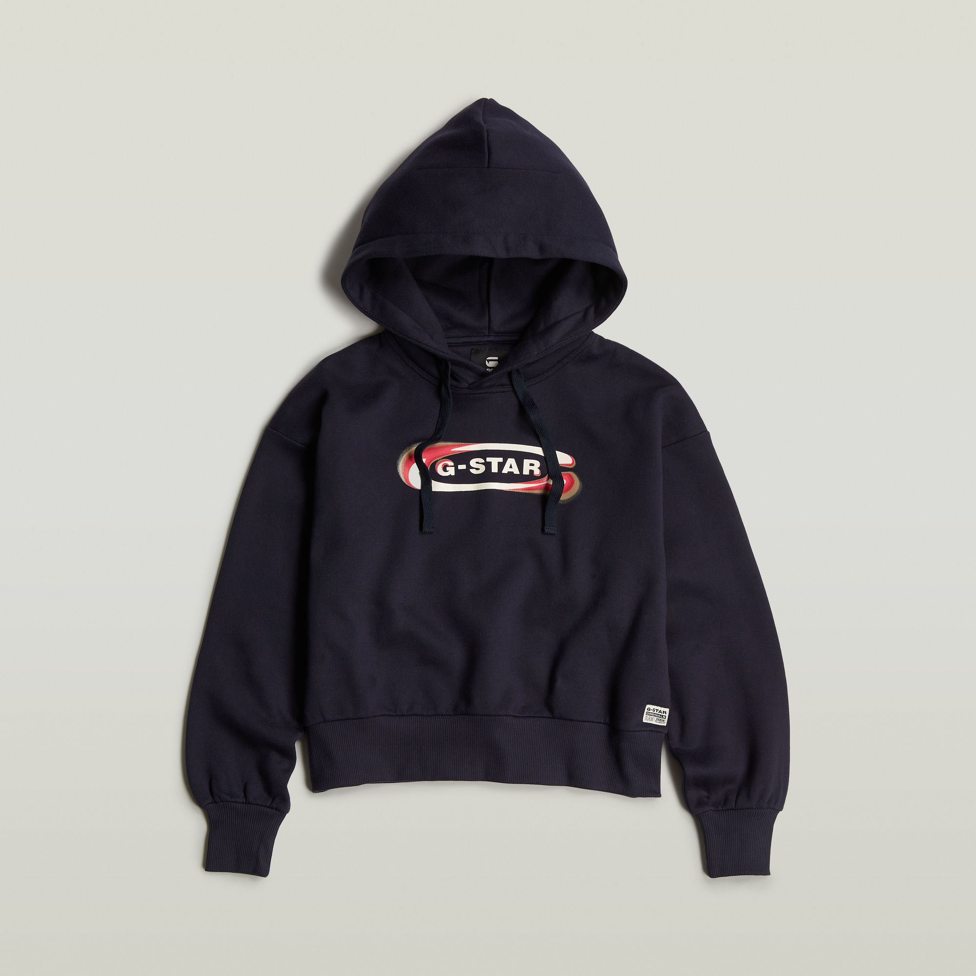 G-Star RAW Old Skool Logo Loose Hoodie Donkerblauw Dames