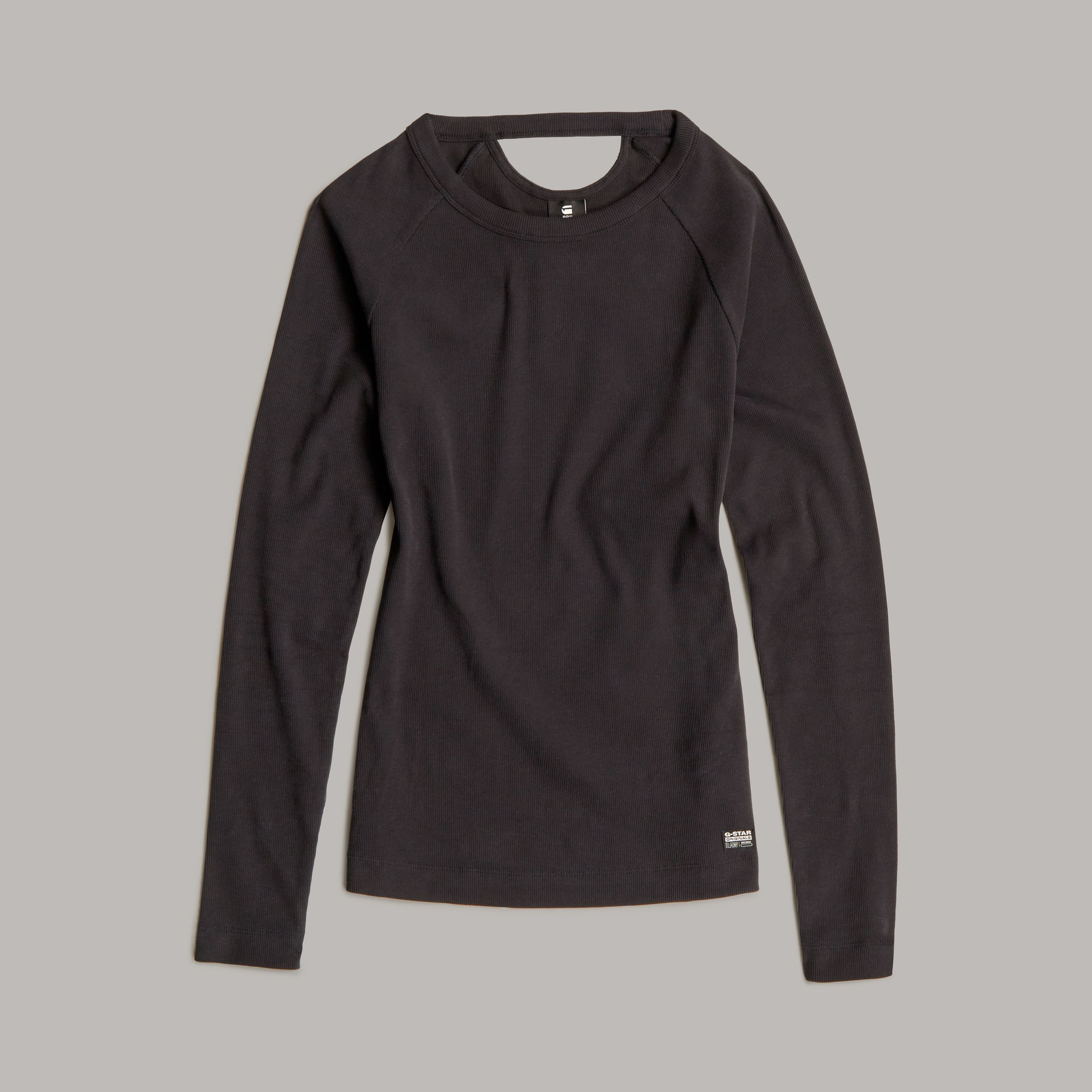 G-Star RAW Slim Rib Keyhole Top Zwart Dames