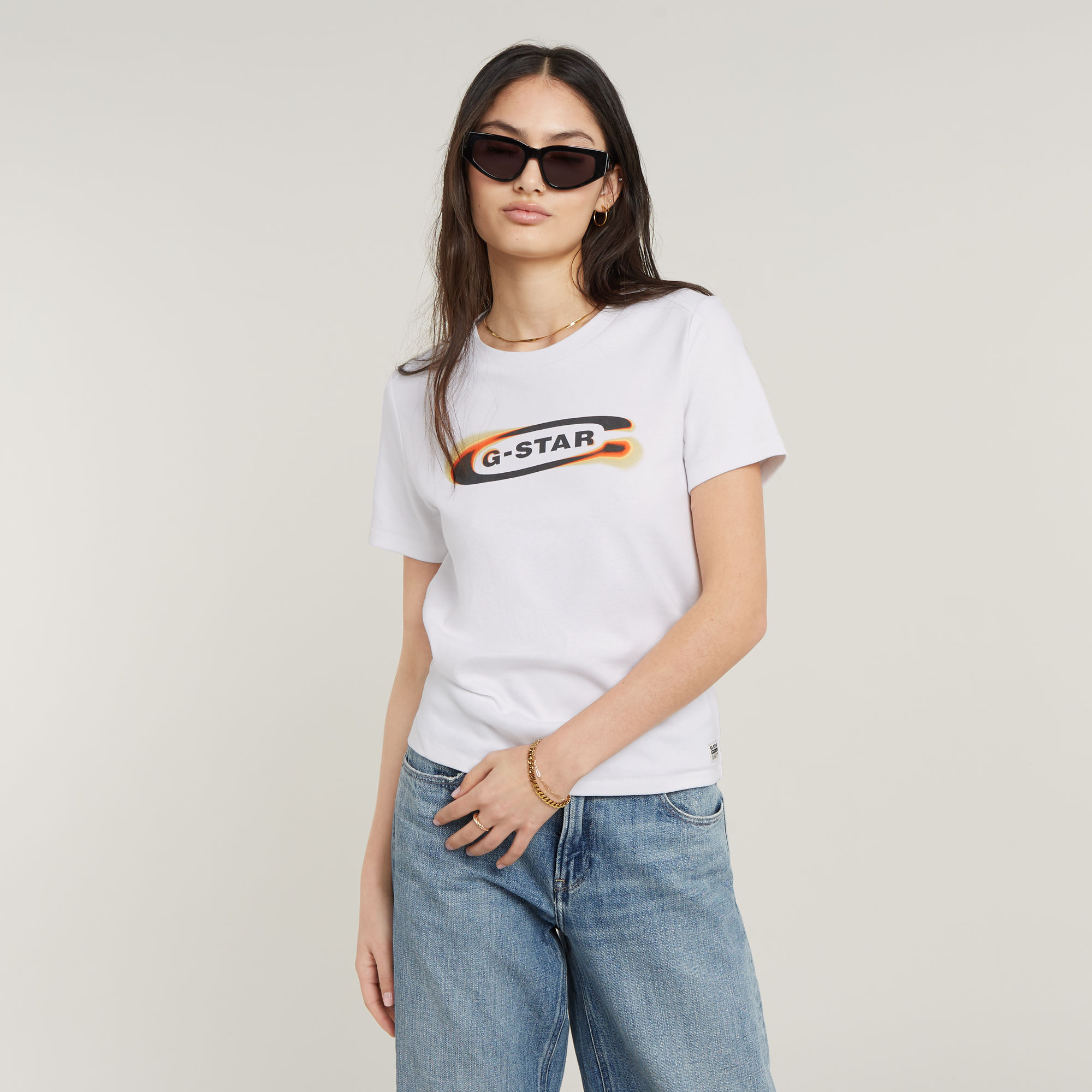 G-Star RAW Old Skool Logo Top Wit Dames