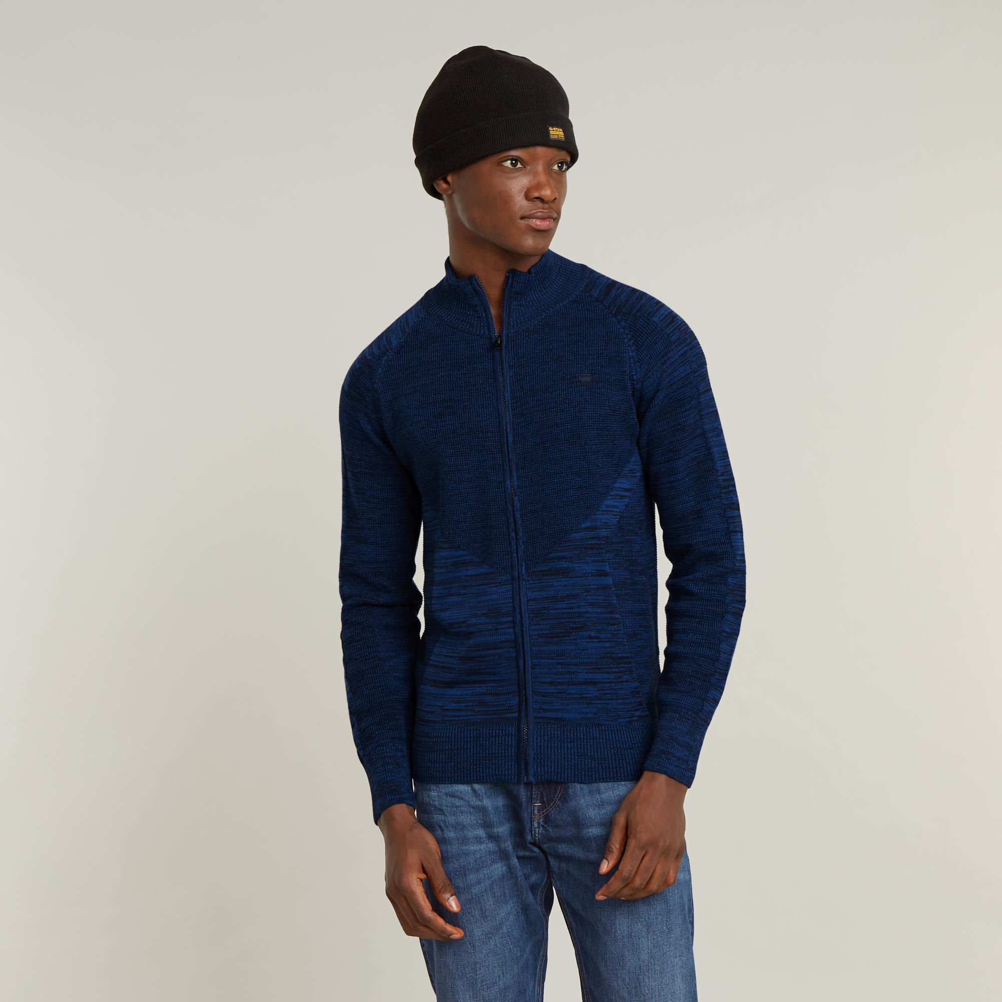 

3D Biker Zip Through Knitted Sweater - Multi color - Men
