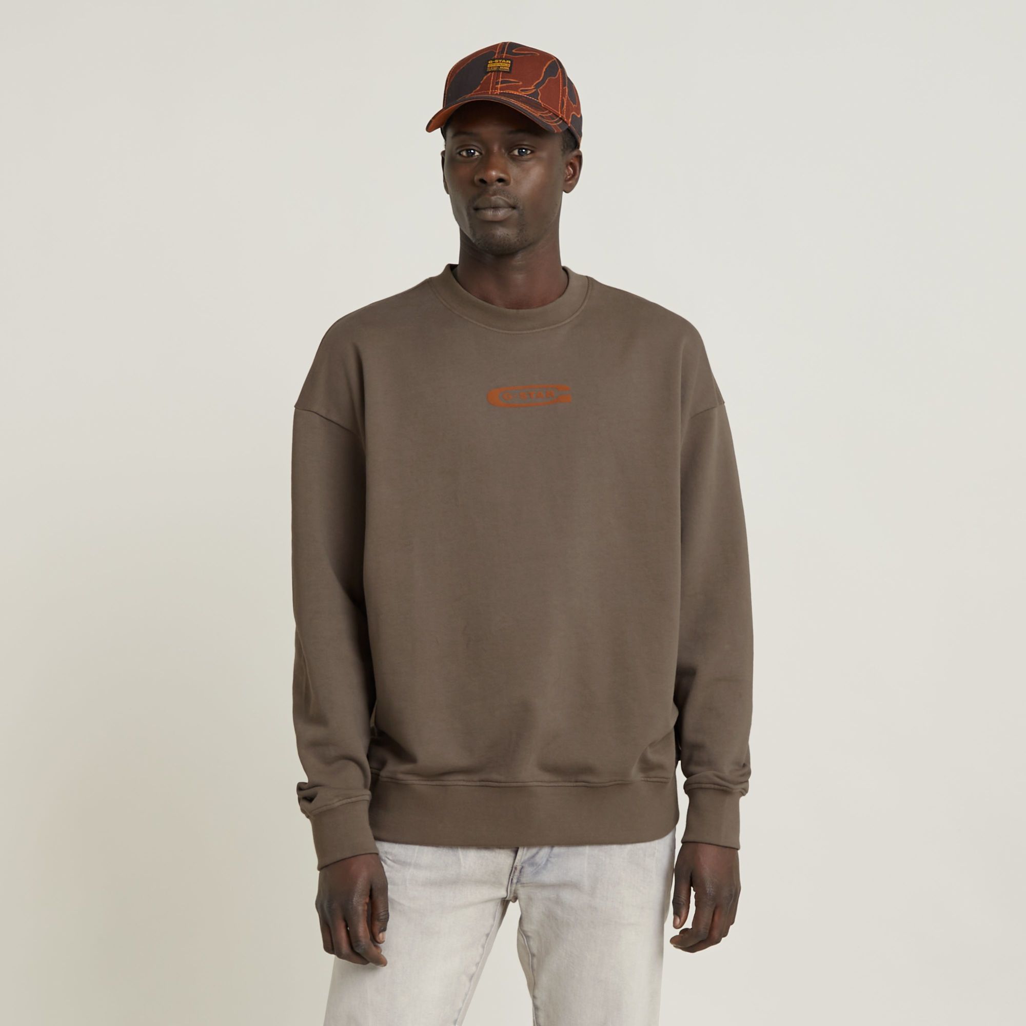 G-Star RAW Photo Back Print Loose Sweater Bruin Heren