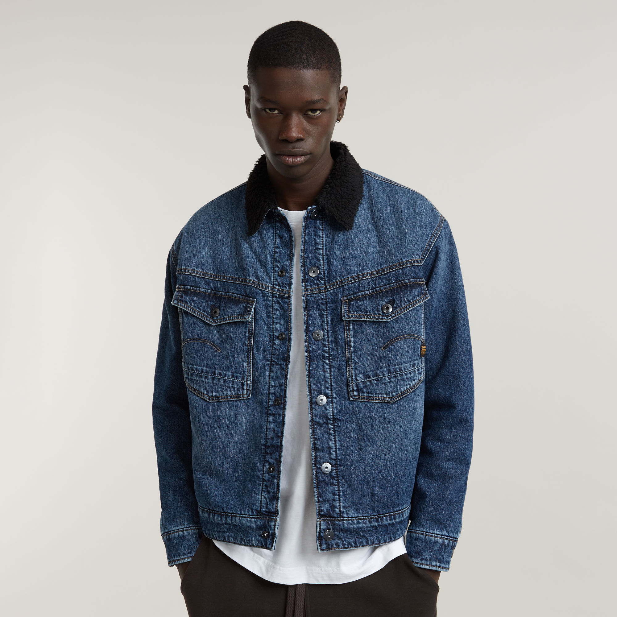 G-Star Raw Jeansjack met voering van imitatiebont
