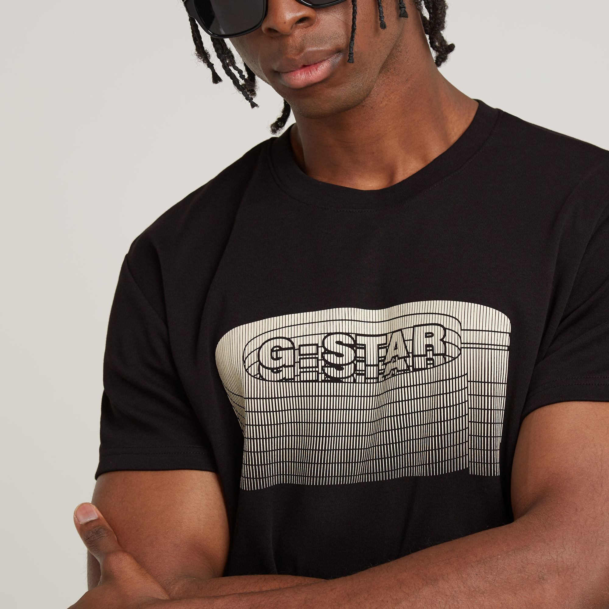 G-Star RAW Stacked Old Skool Logo T-Shirt Zwart Heren