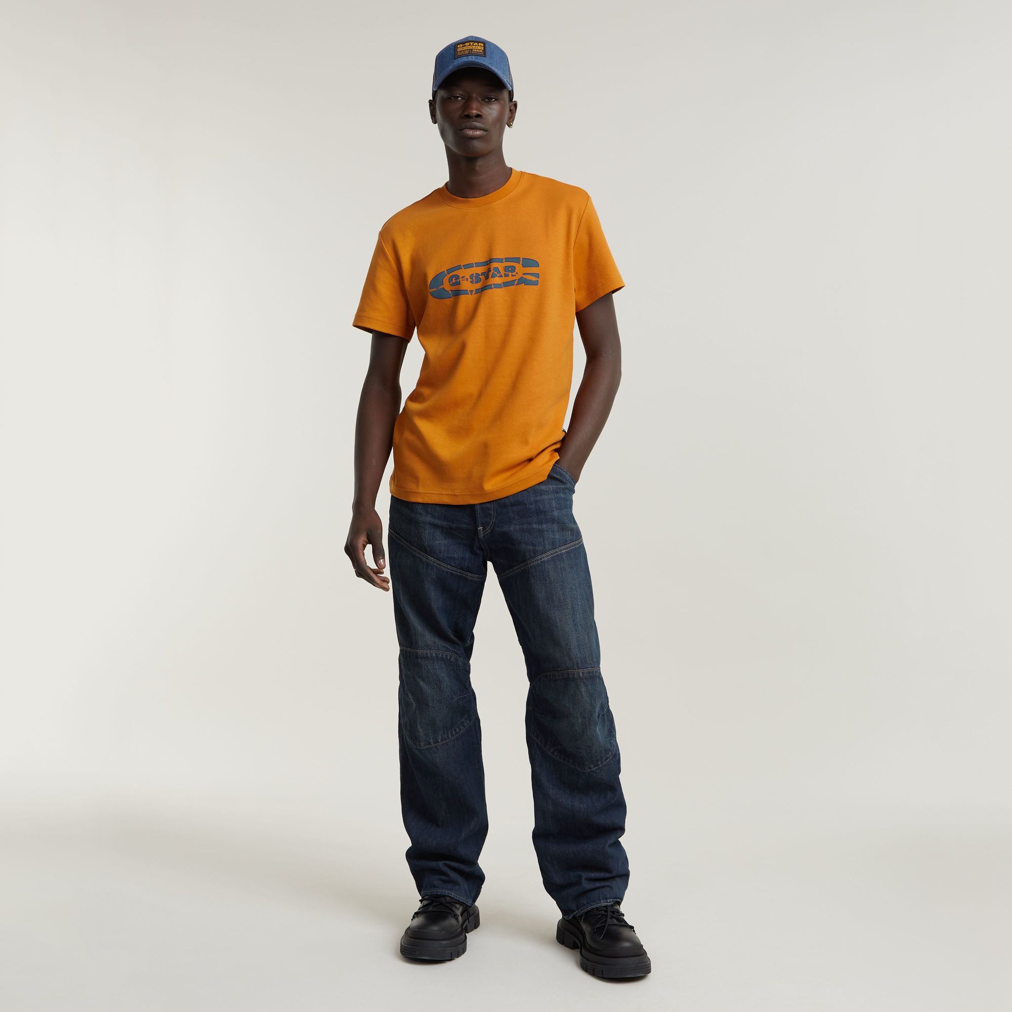 G-Star RAW Destroyed Old Skool Logo T-Shirt Oranje Heren