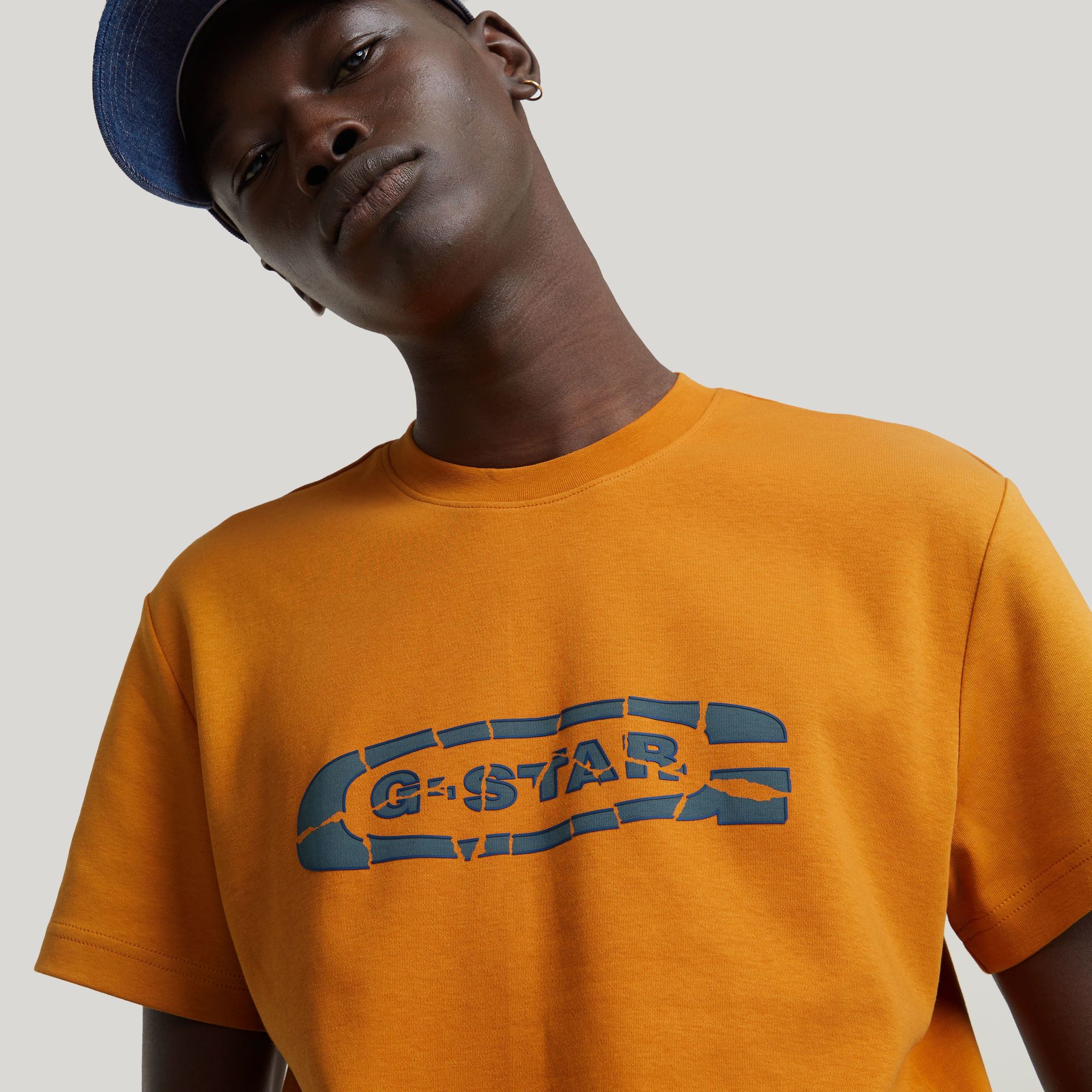 G-Star RAW Destroyed Old Skool Logo T-Shirt Oranje Heren