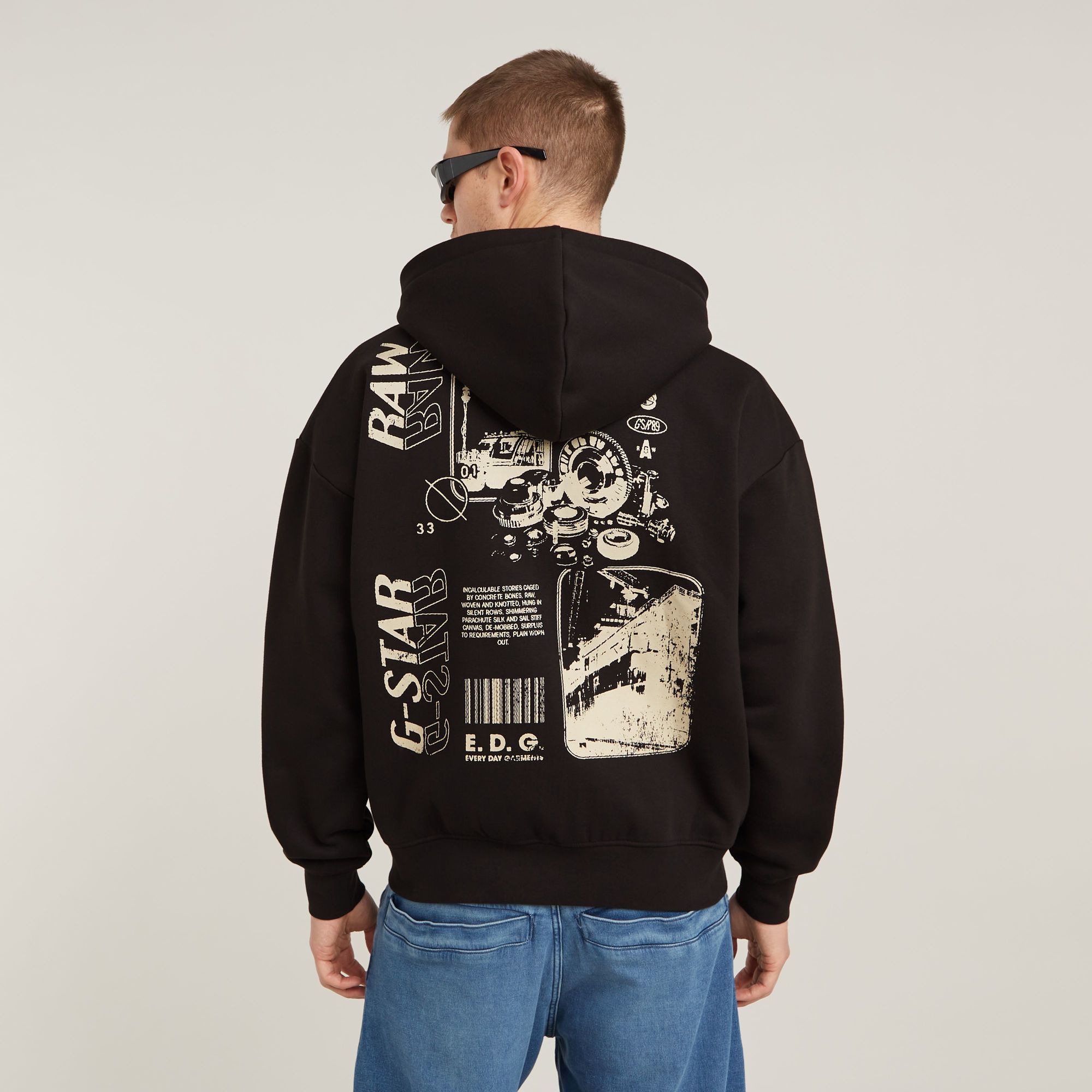 

Poster Back Graphic Loose Hoodie Jack - Zwart - Heren