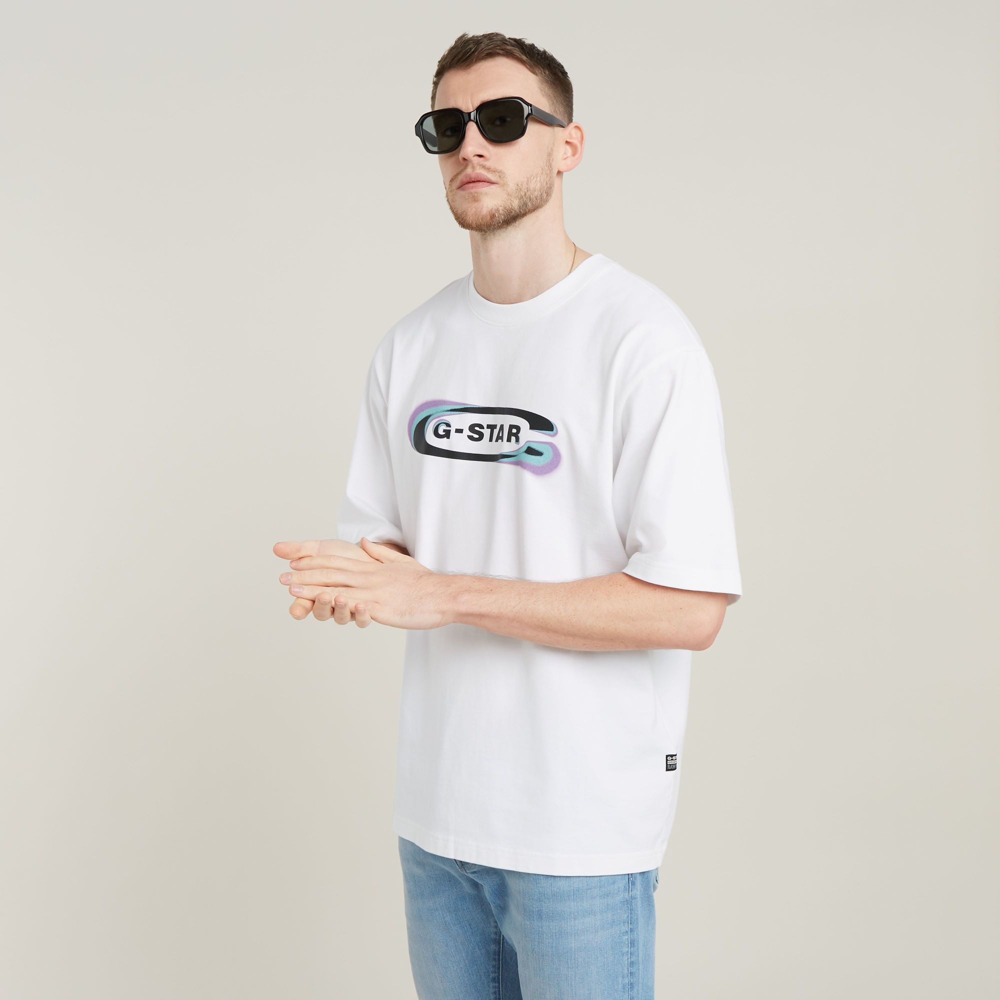 Gradient Old Skool Logo Boxy T-Shirt - Weiß - Herren