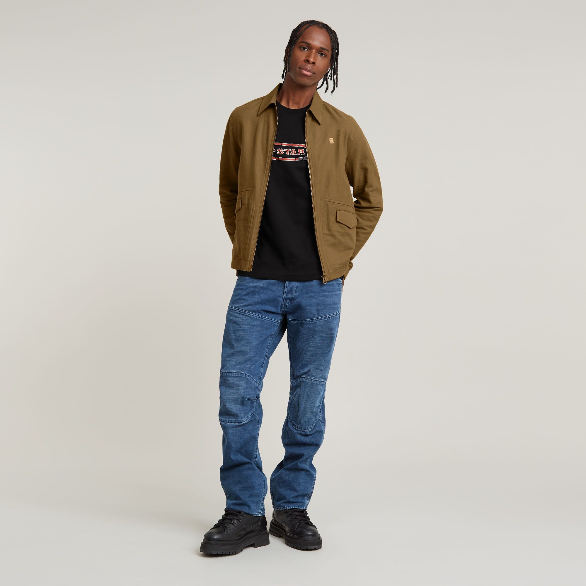 G-Star RAW Destroyed Old Skool Logo T-Shirt Zwart Heren