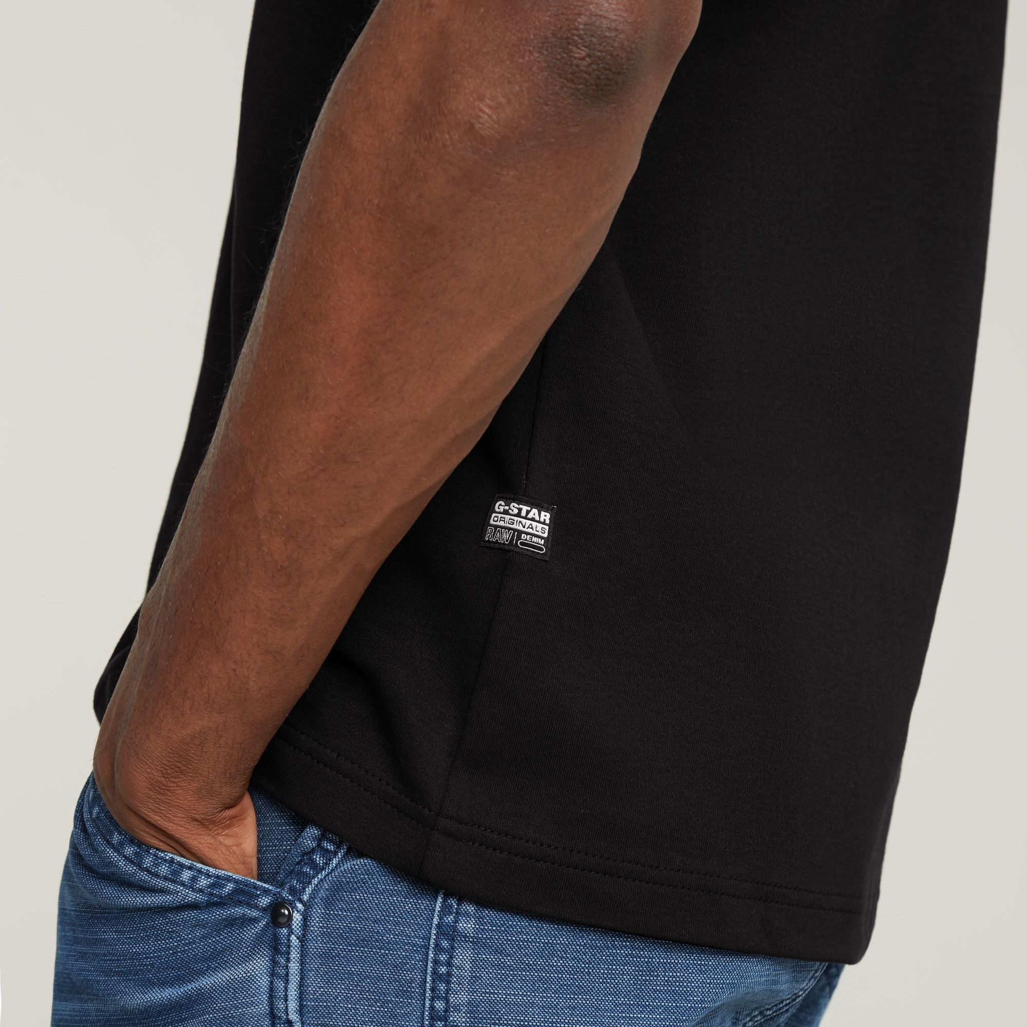 G-Star RAW Destroyed Old Skool Logo T-Shirt Zwart Heren