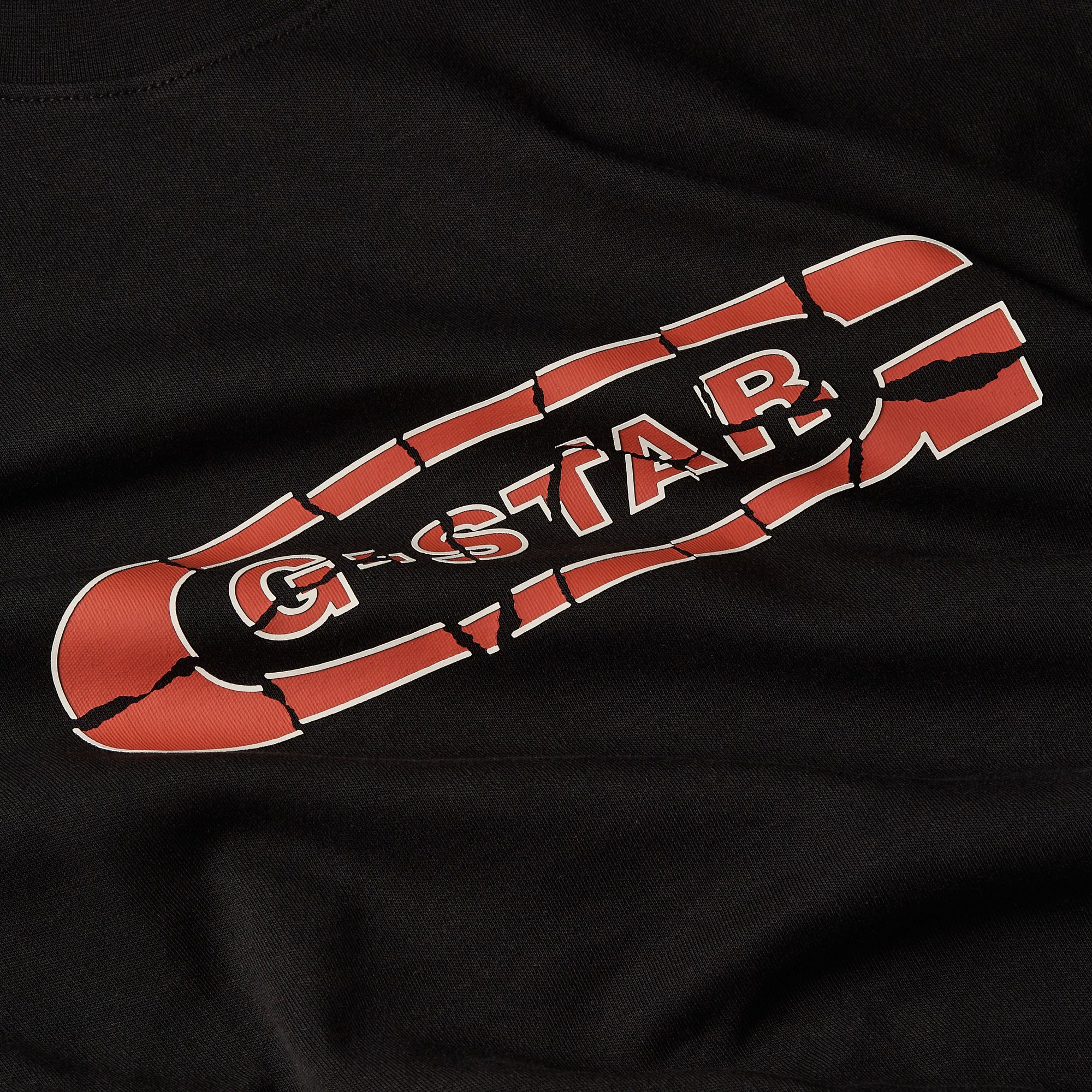 G-Star RAW Destroyed Old Skool Logo T-Shirt Zwart Heren