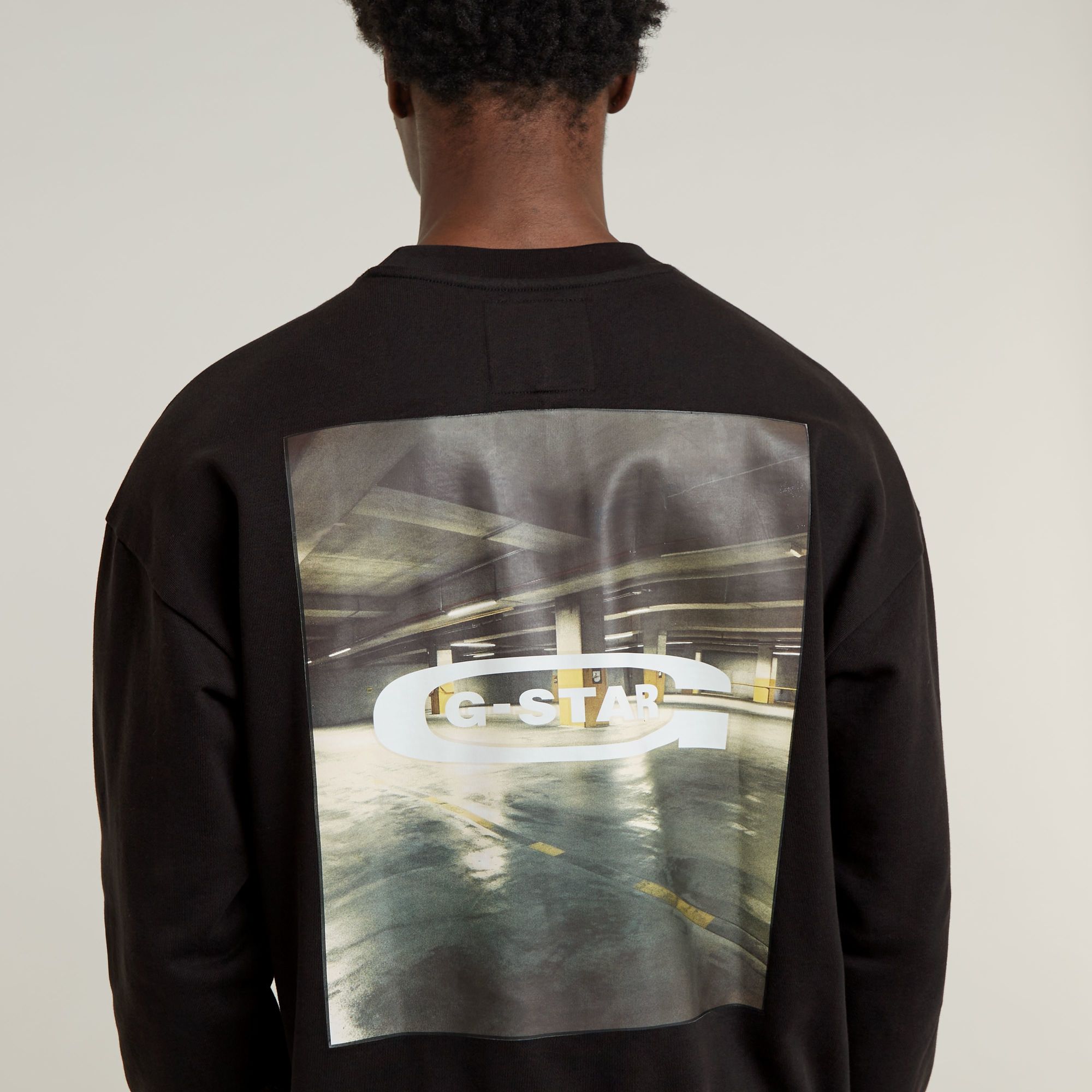 G-Star RAW Photo Back Print Loose Sweater Zwart Heren