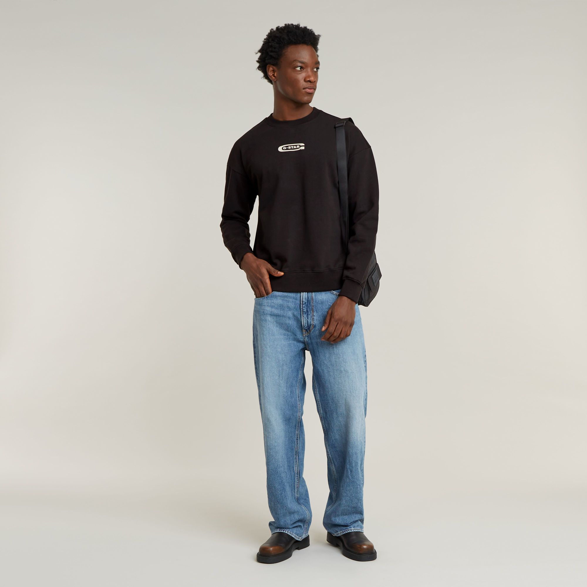 G-Star RAW Photo Back Print Loose Sweater Zwart Heren