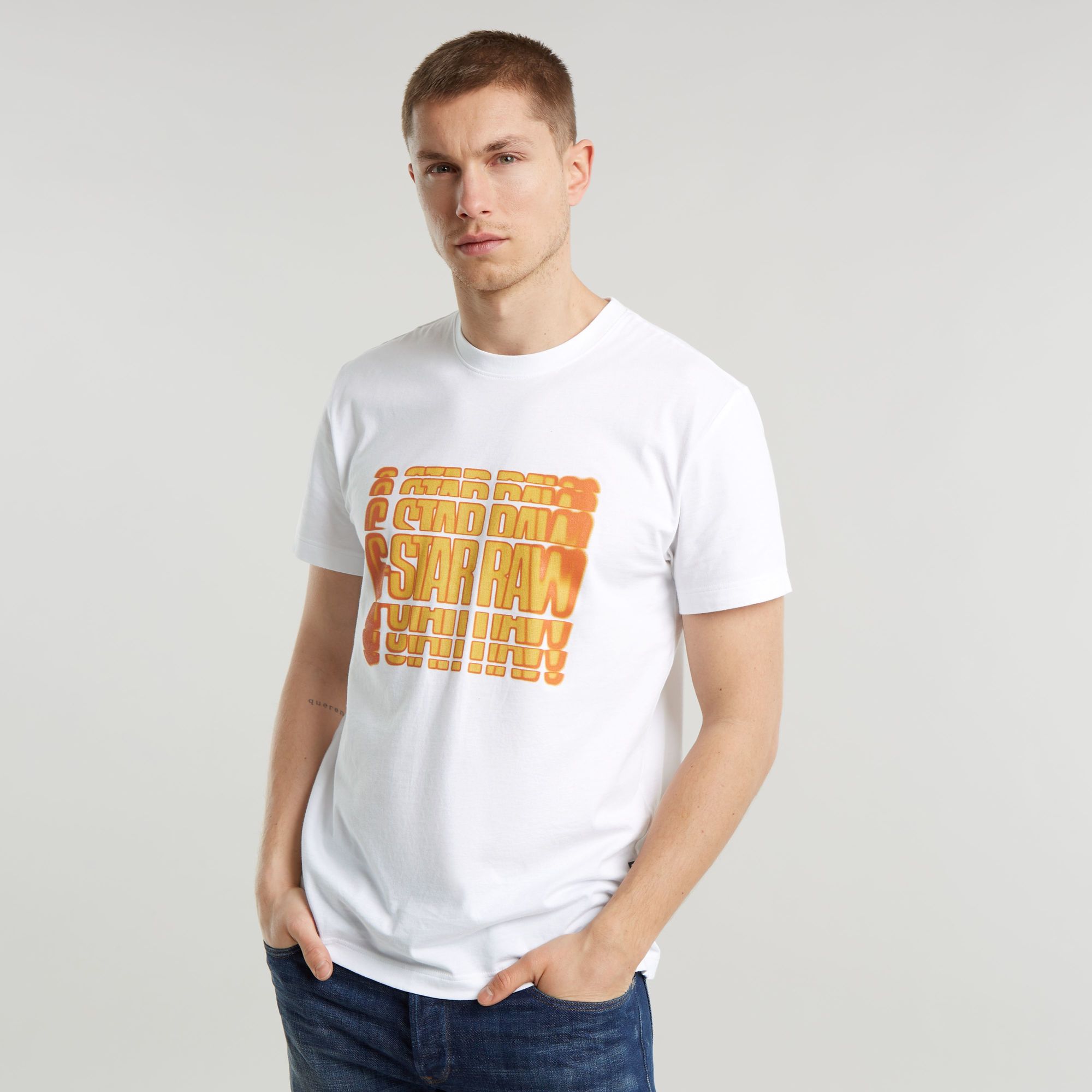 Gradient Graphic T-Shirt - Weiß - Herren