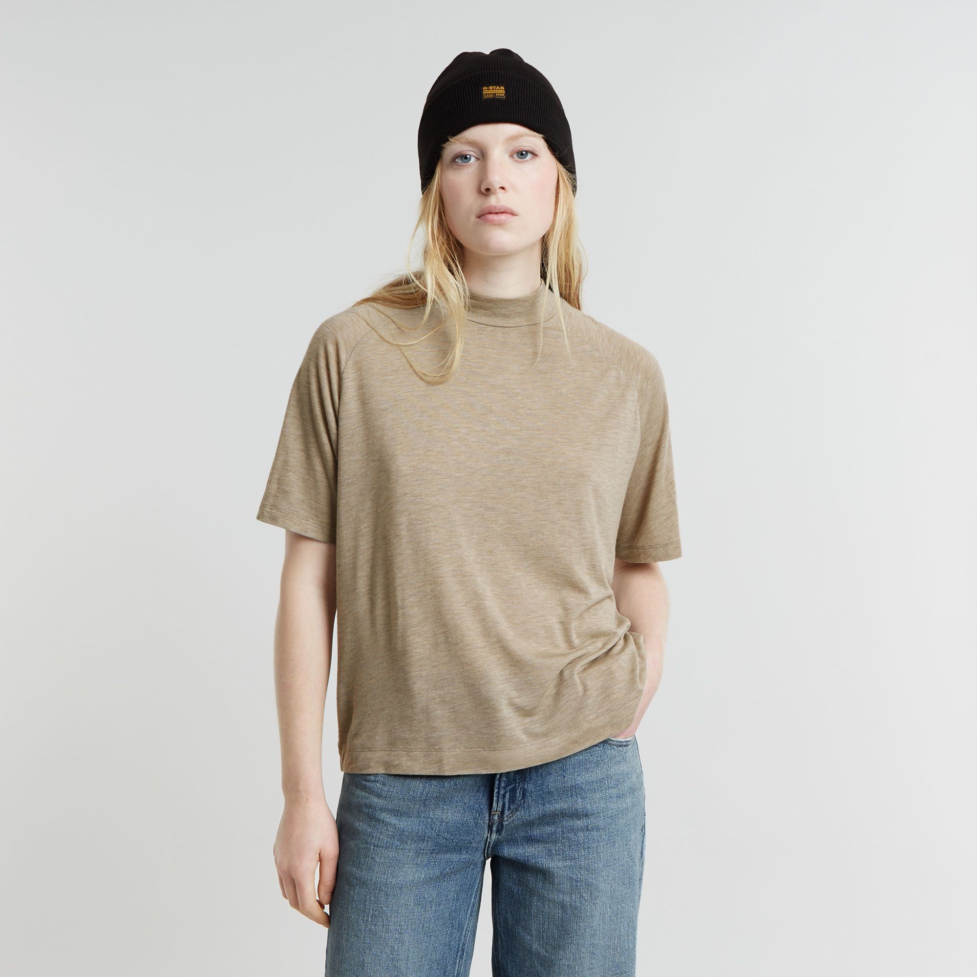 

Saddle Sleeve Boxy Top - Beige - Women