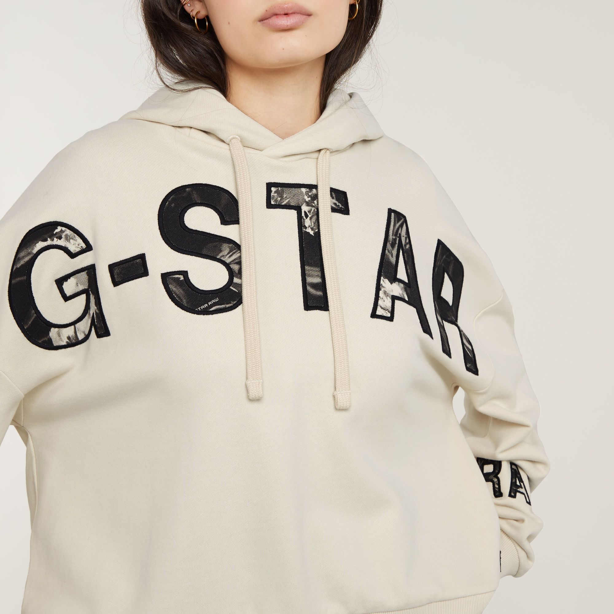 G-Star RAW Embro Print Oversized Hoodie Wit Dames