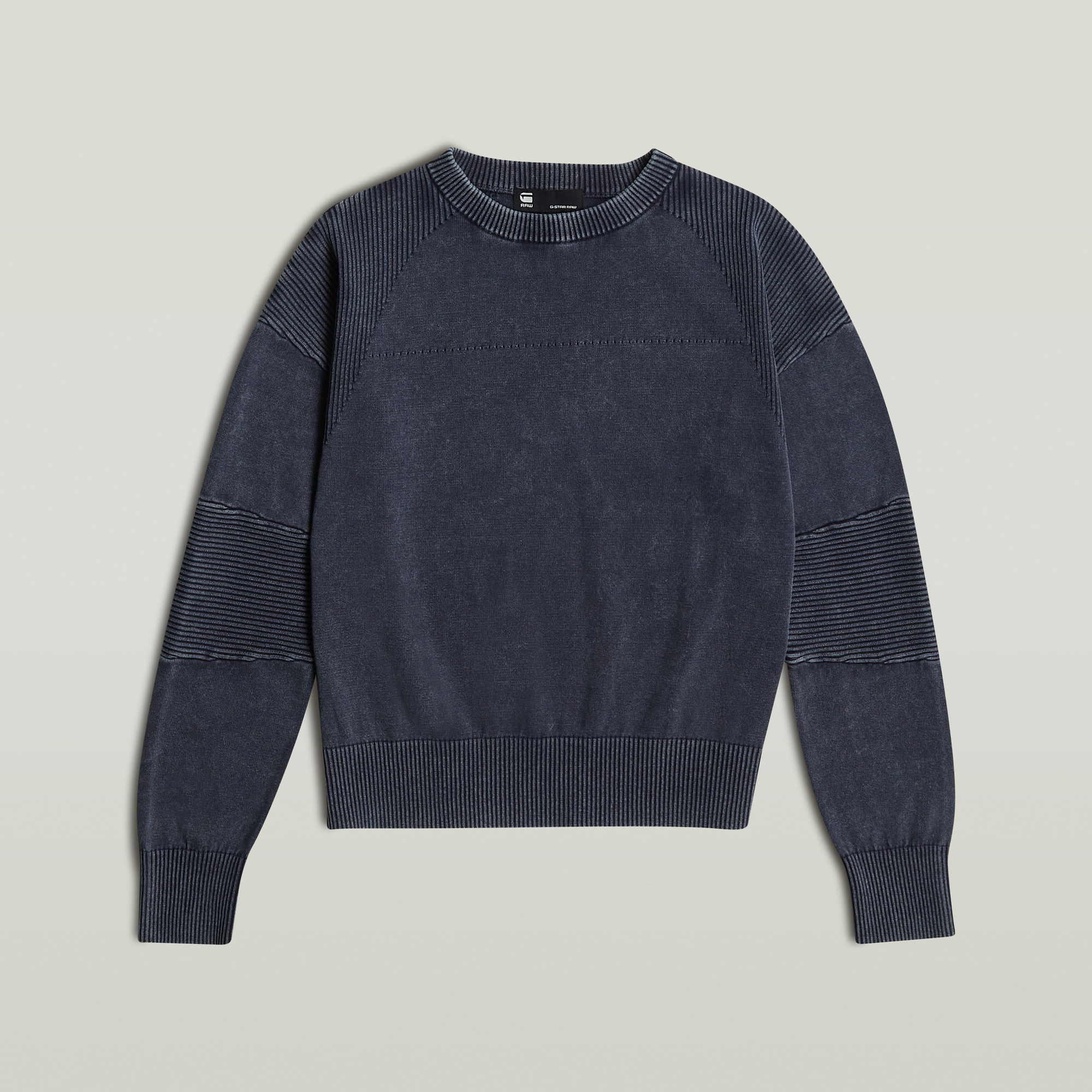 G-Star RAW Washed Lichtgewicht Gebreide Biker Trui Donkerblauw Dames