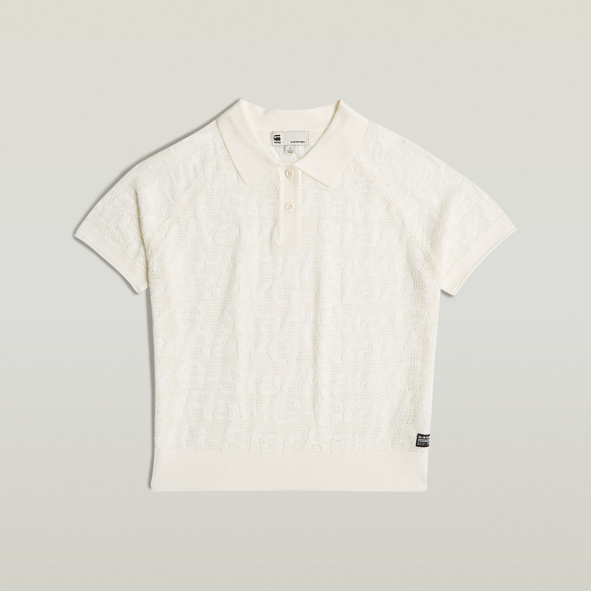 G-Star RAW Pointelle Lichtgewicht Gebreide Polo Wit Dames