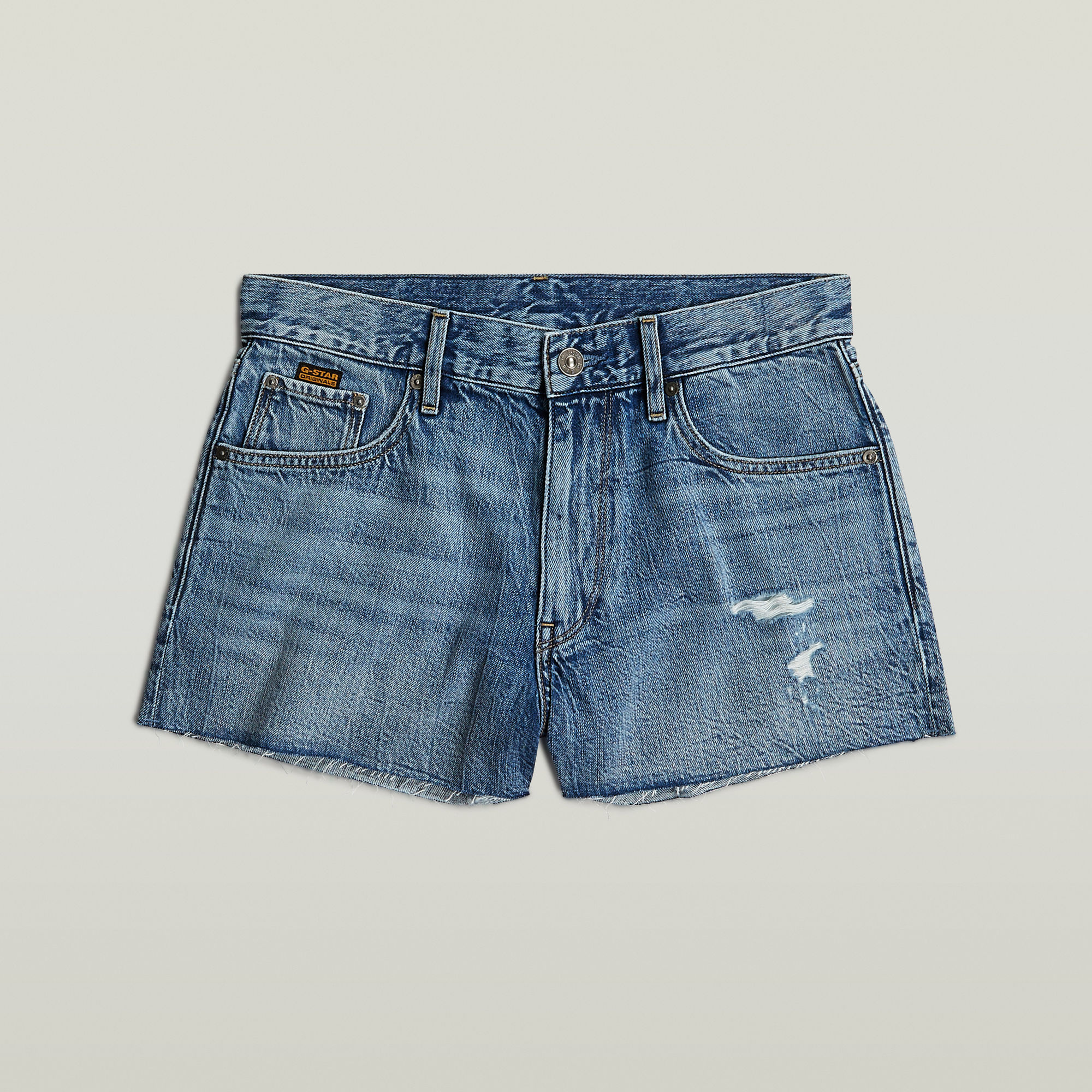 G-Star RAW True Denim Short Raw Edge Midden blauw Dames