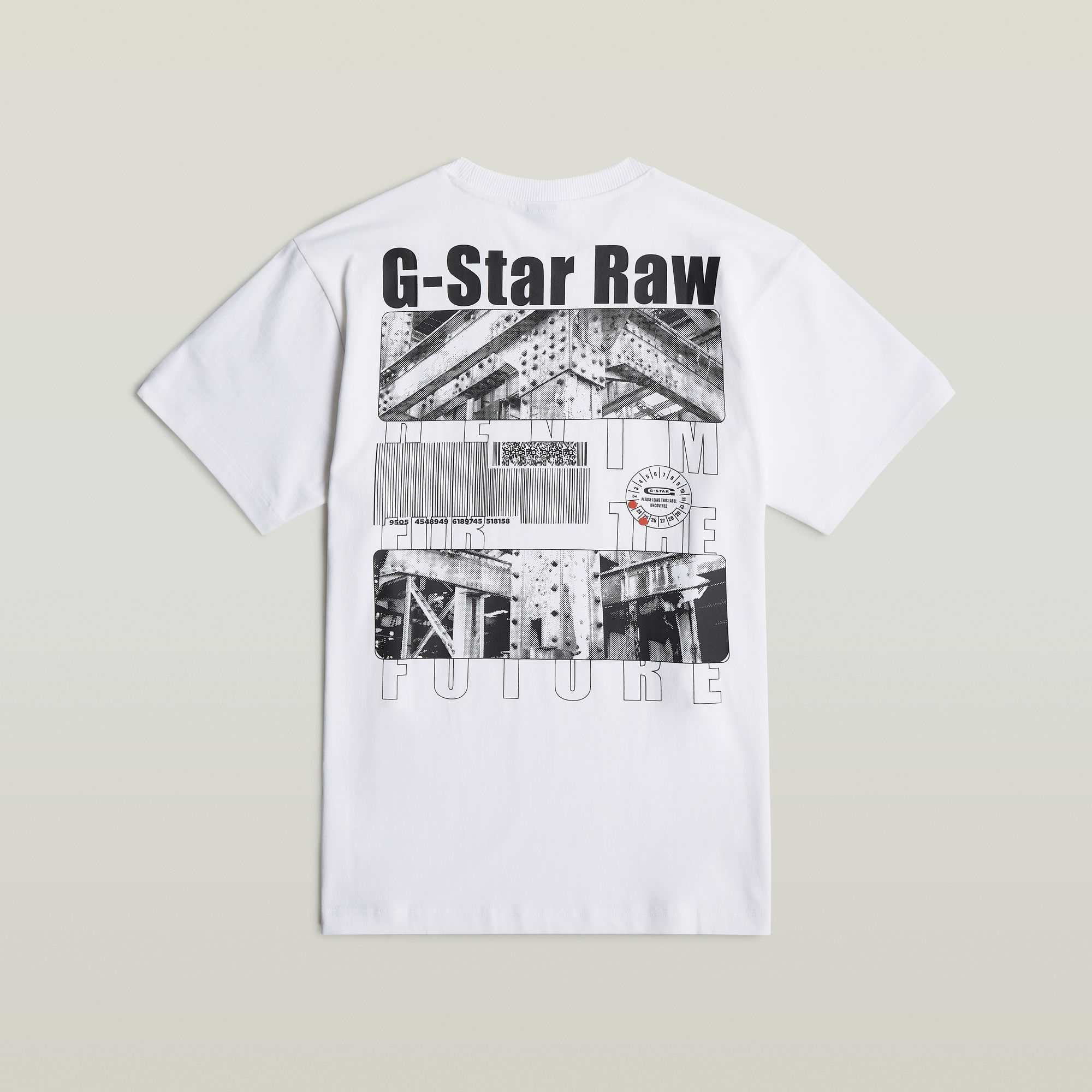 G-Star RAW Barcode Back Graphic Loose T-Shirt Wit Heren