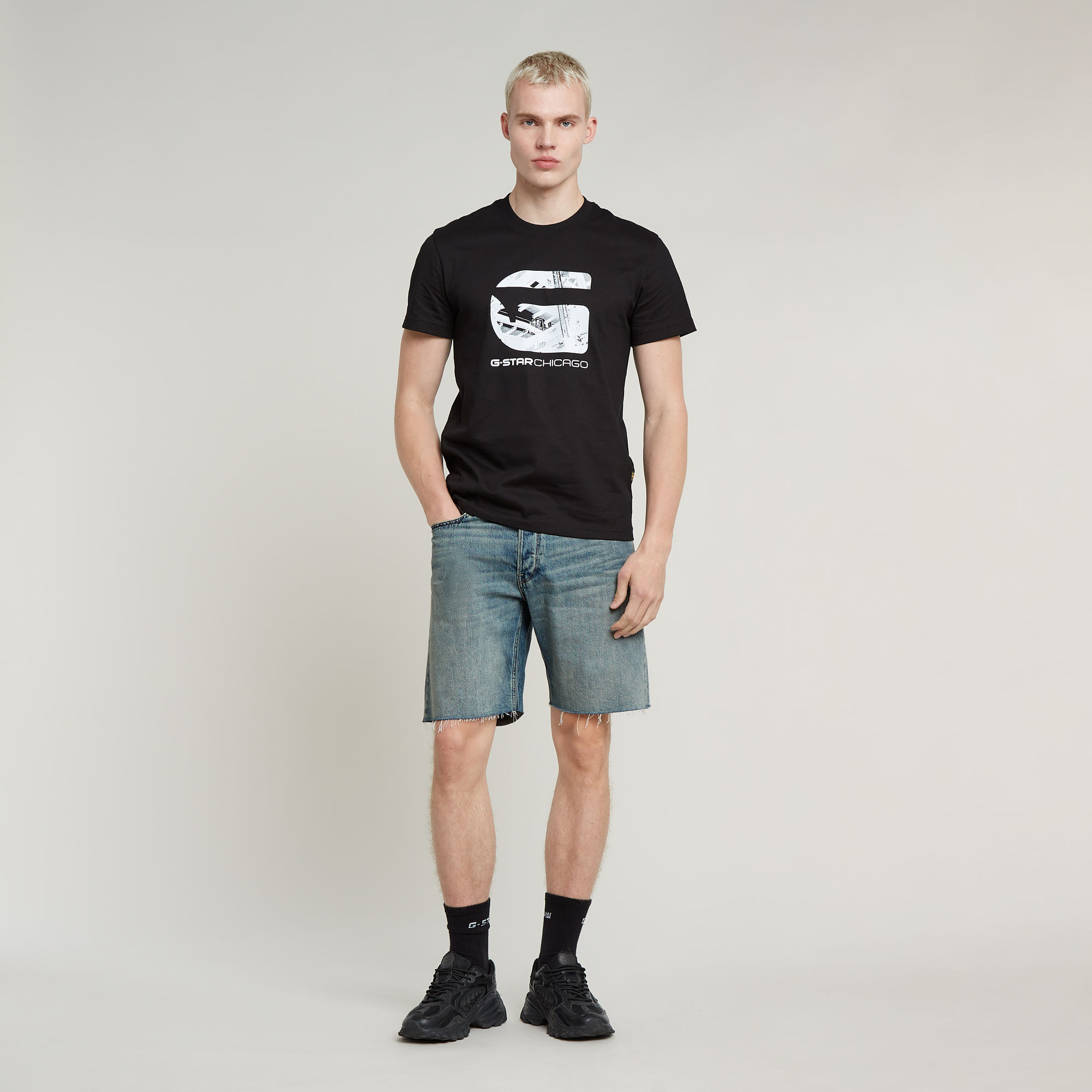G-Star RAW Dakota Short Raw Edge Midden blauw Heren