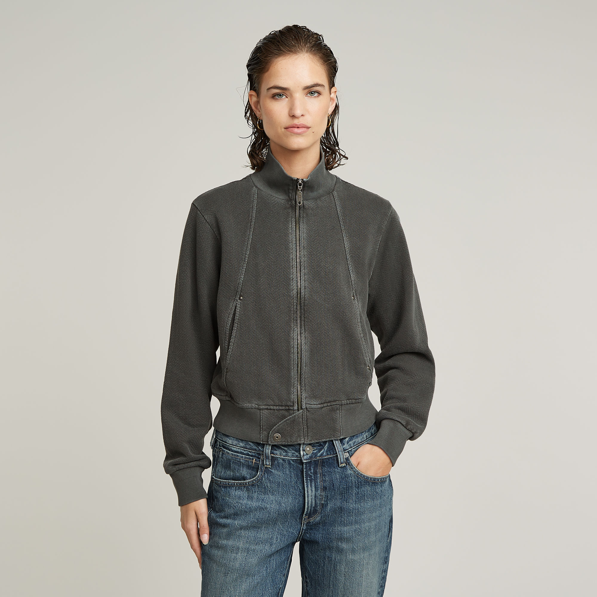 G-Star RAW Overdyed Slim Track Sweaterjack - Zwart - Dames