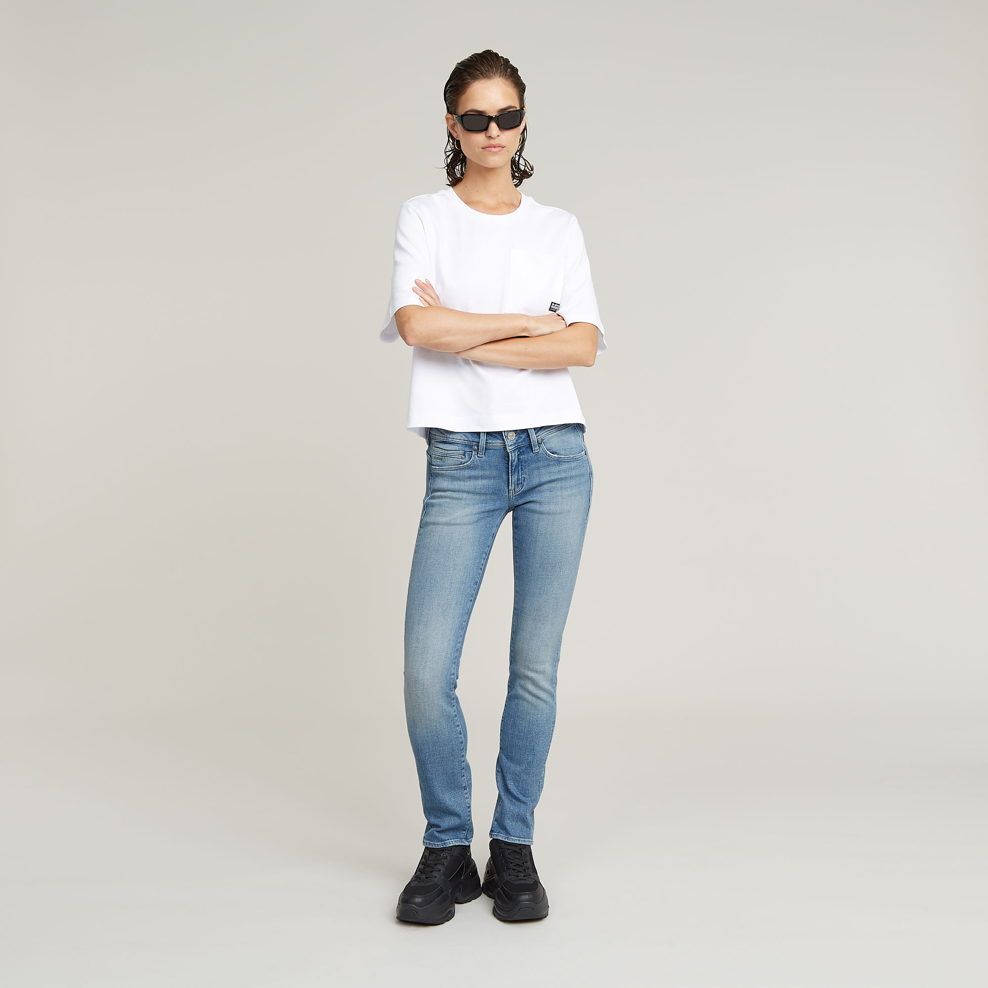 G-Star RAW Midge Slim Straight Jeans Lichtblauw Dames