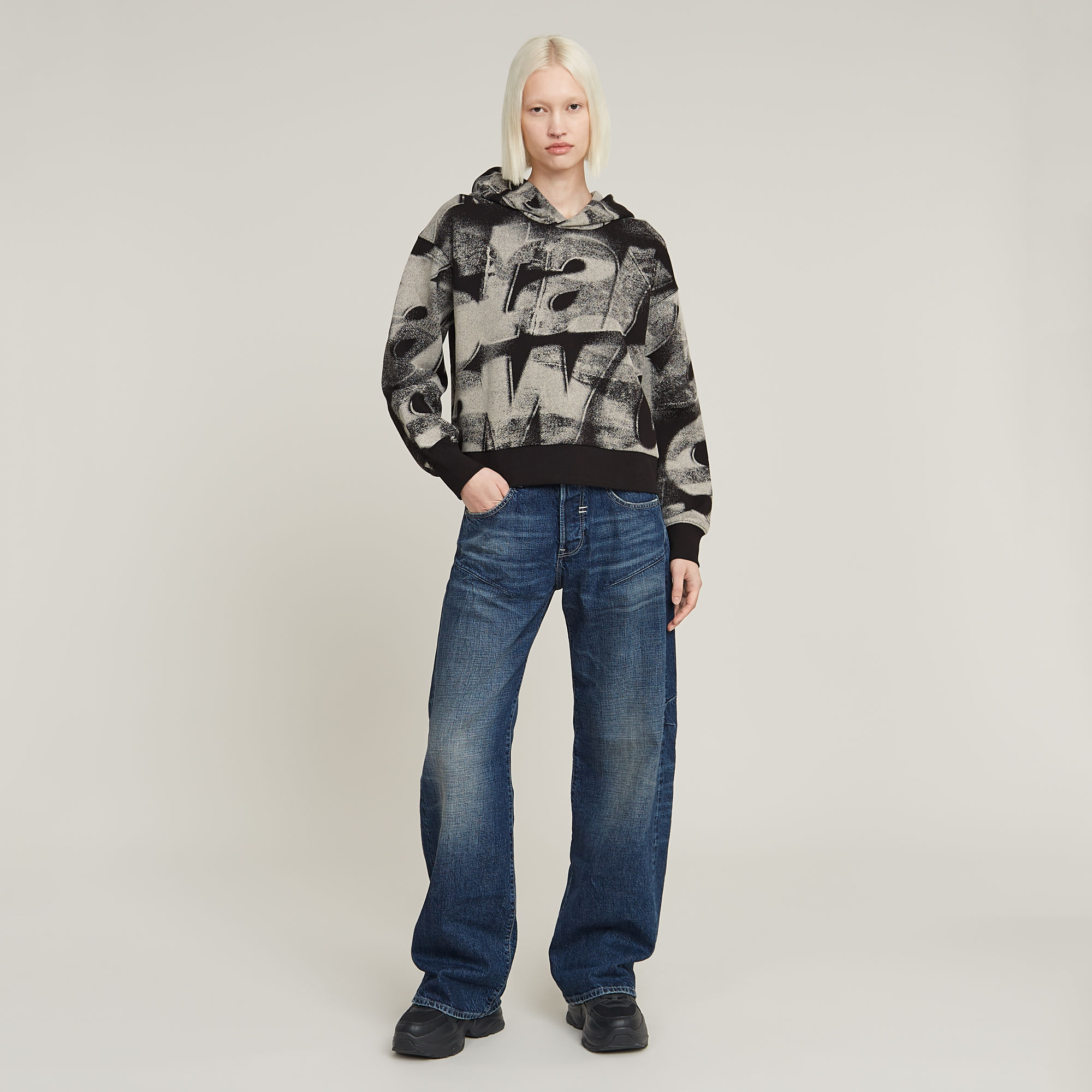 G-Star RAW Sprayed Letters Loose Hoodie Meerkleurig Dames