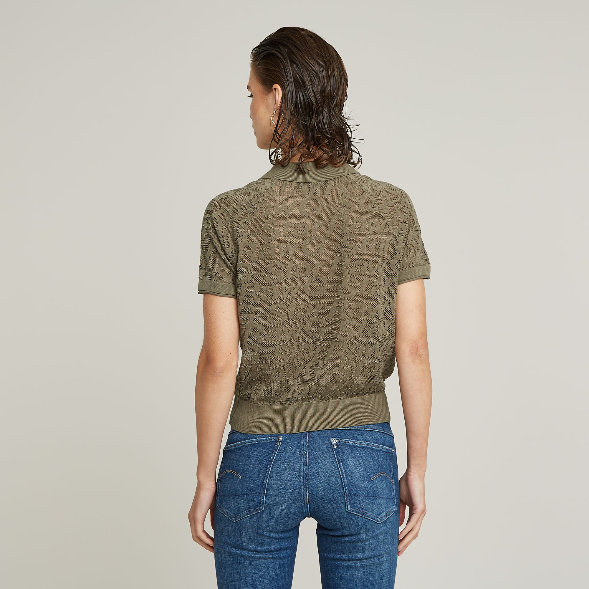 G-Star RAW Pointelle Lichtgewicht Gebreide Polo Groen Dames