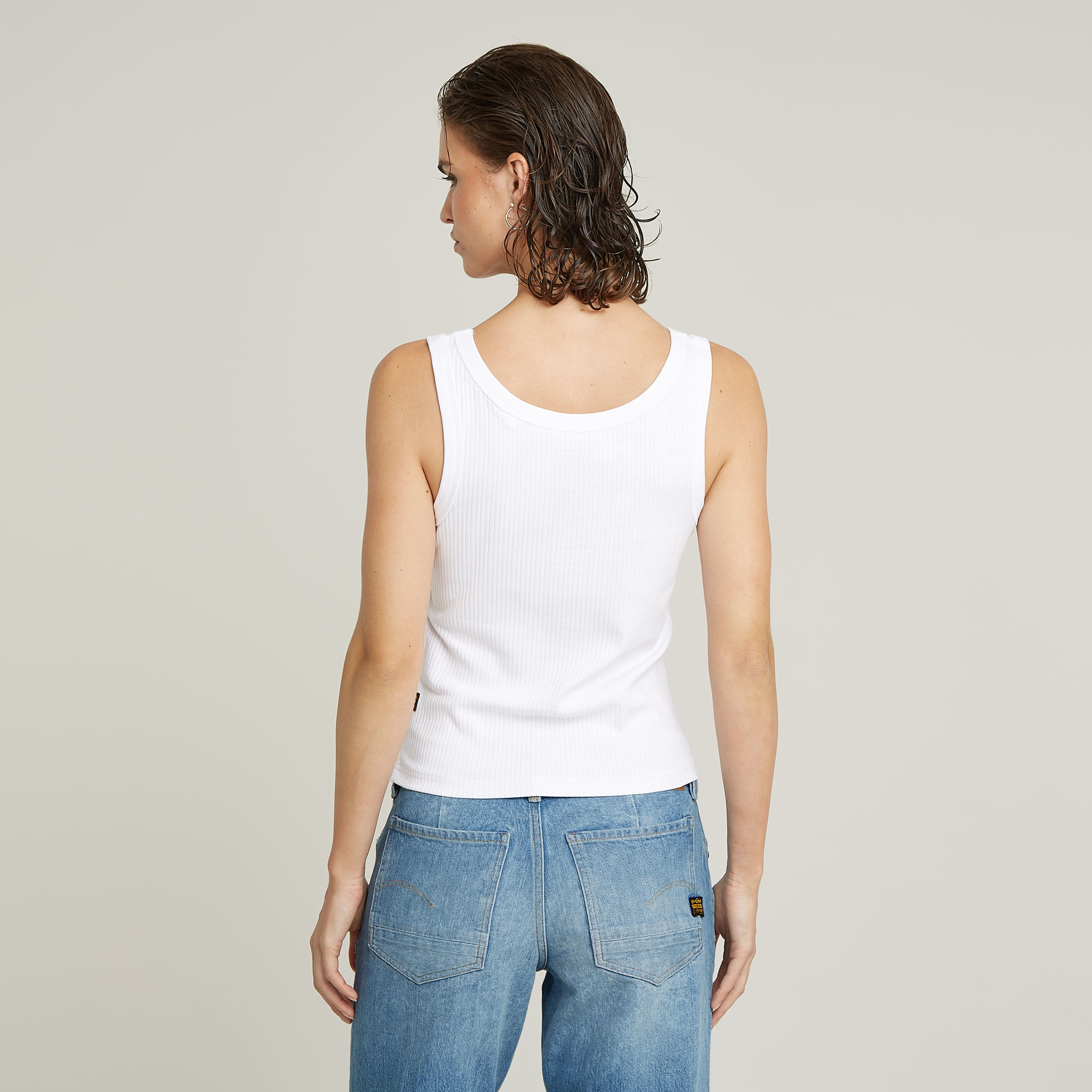 G-Star RAW Slim Rib Tanktop Wit Dames