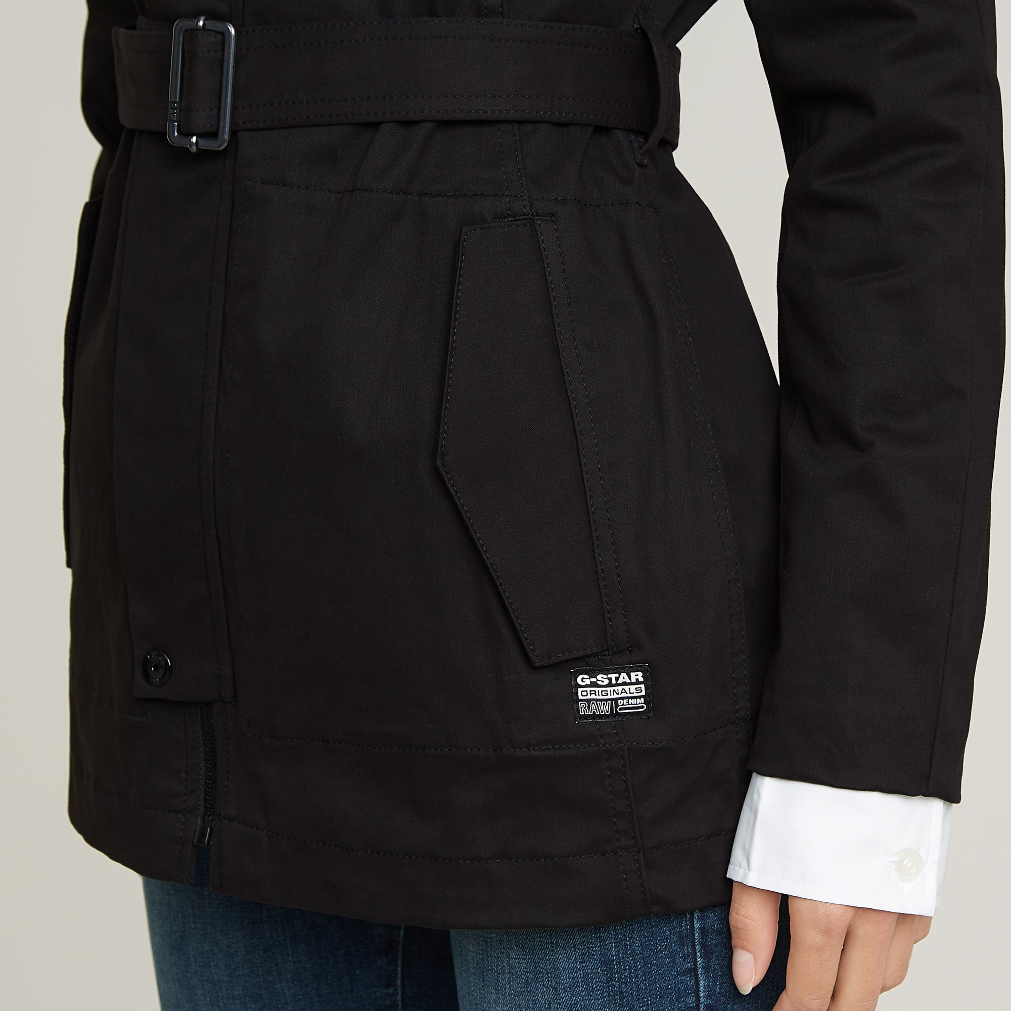 G-Star RAW Short Trenchcoat Zwart Dames