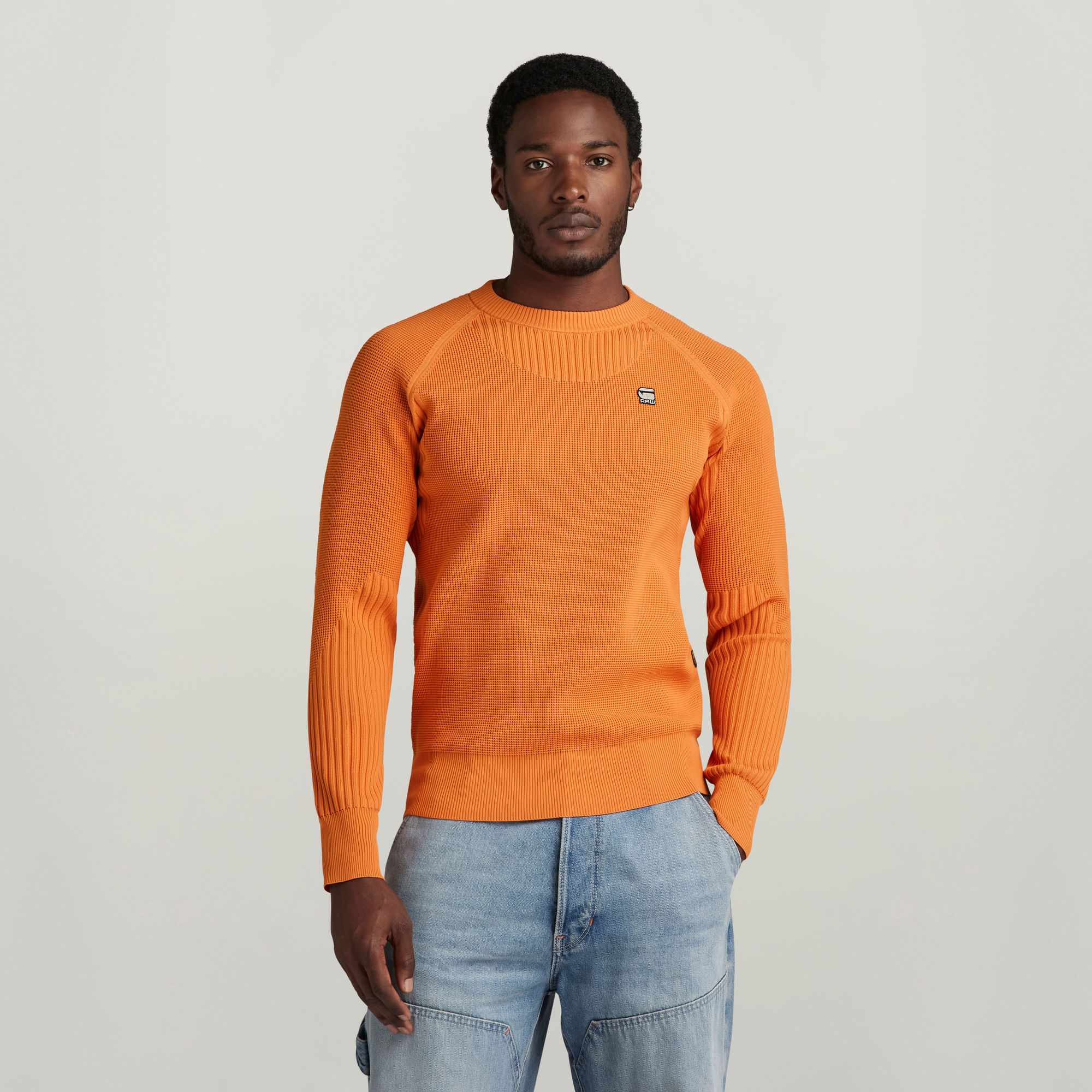 

Engineered Knitted Sweater - Orange - Men