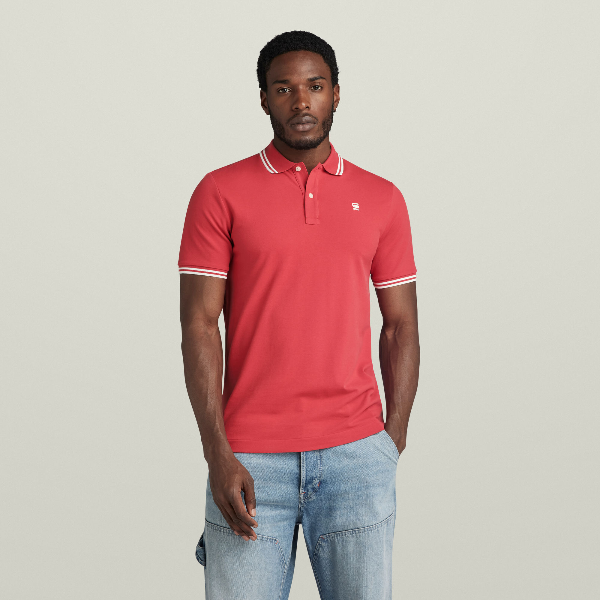 

Dunda Slim Stripe Polo - Red - Men