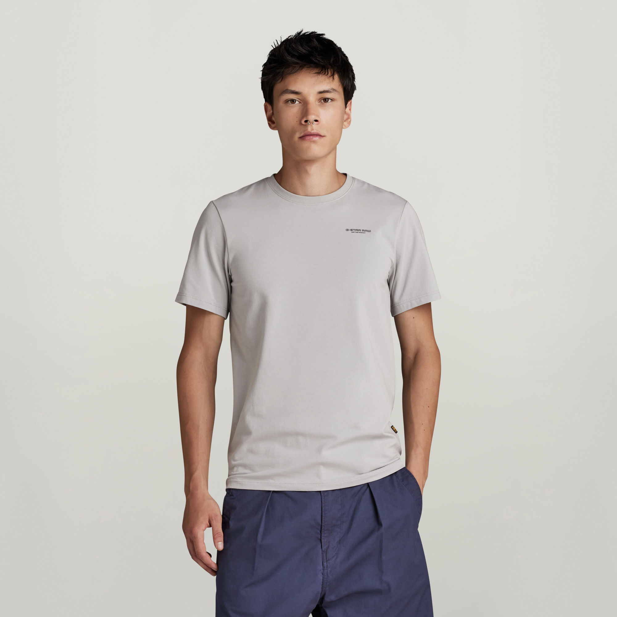 G-STAR RAW Heren Polo's & T-shirts Slim Base R T S s Lichtgrijs