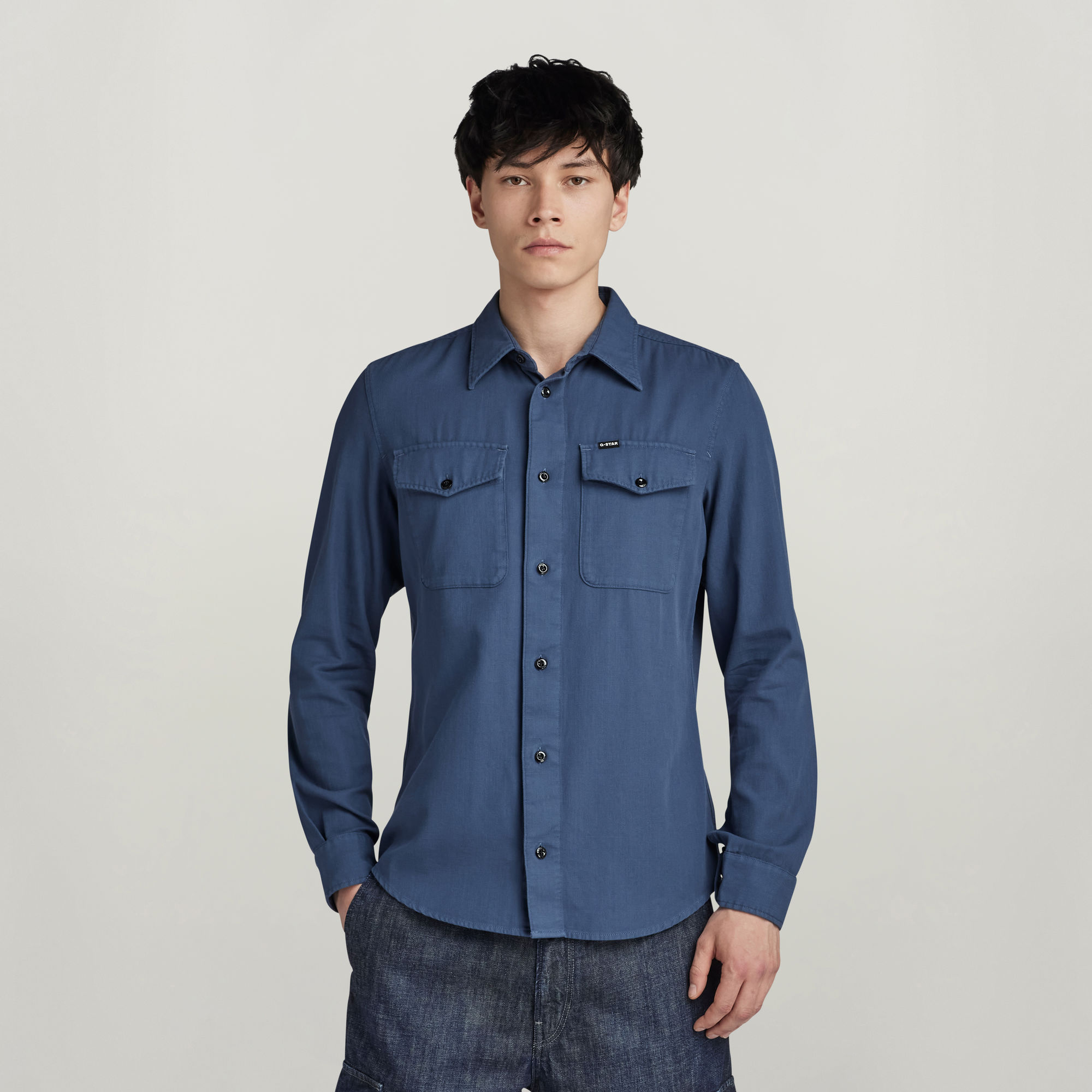 

Marine Slim Hemd - Mittelblau - Herren