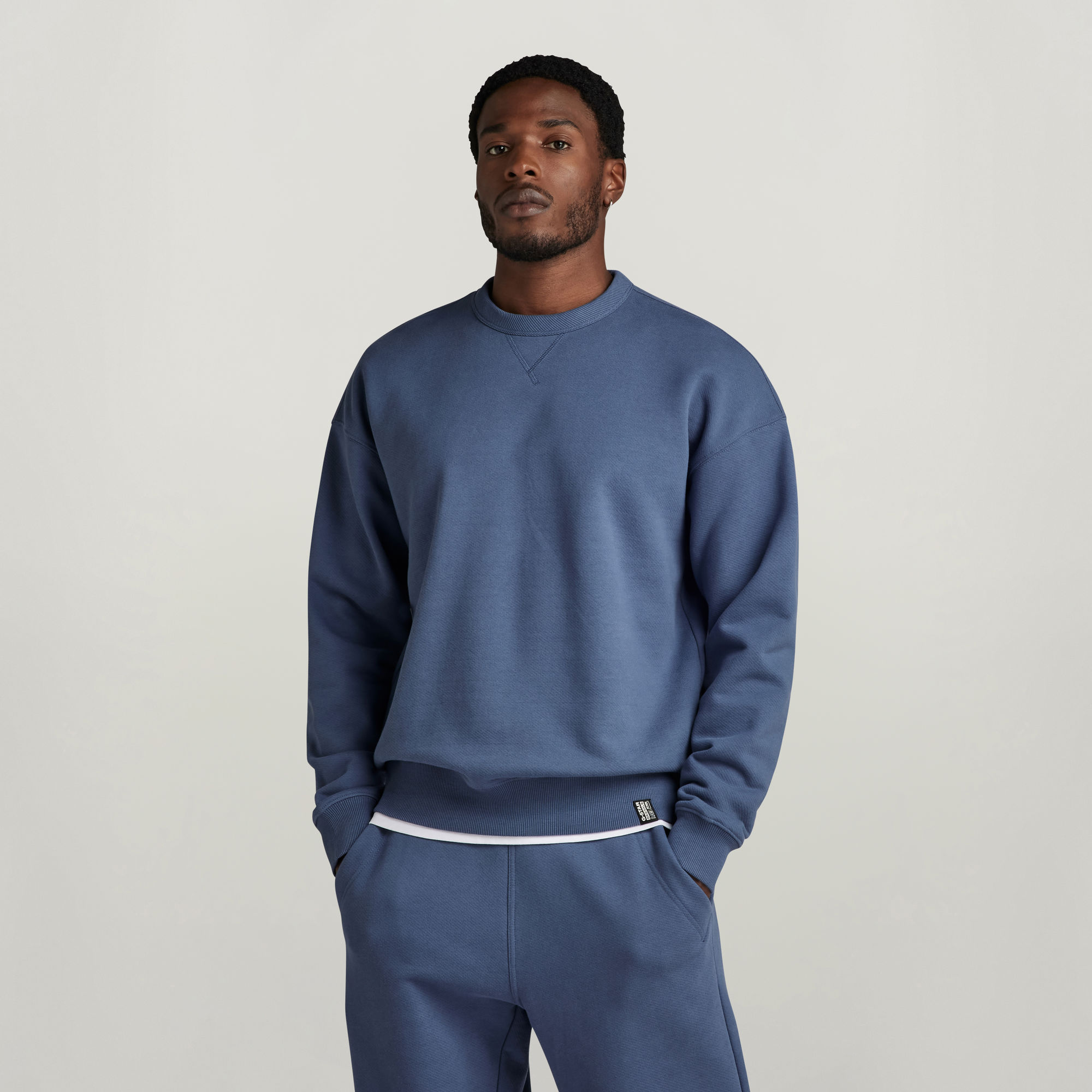 G-Star RAW Essential Unisex Loose Sweater Midden blauw Heren