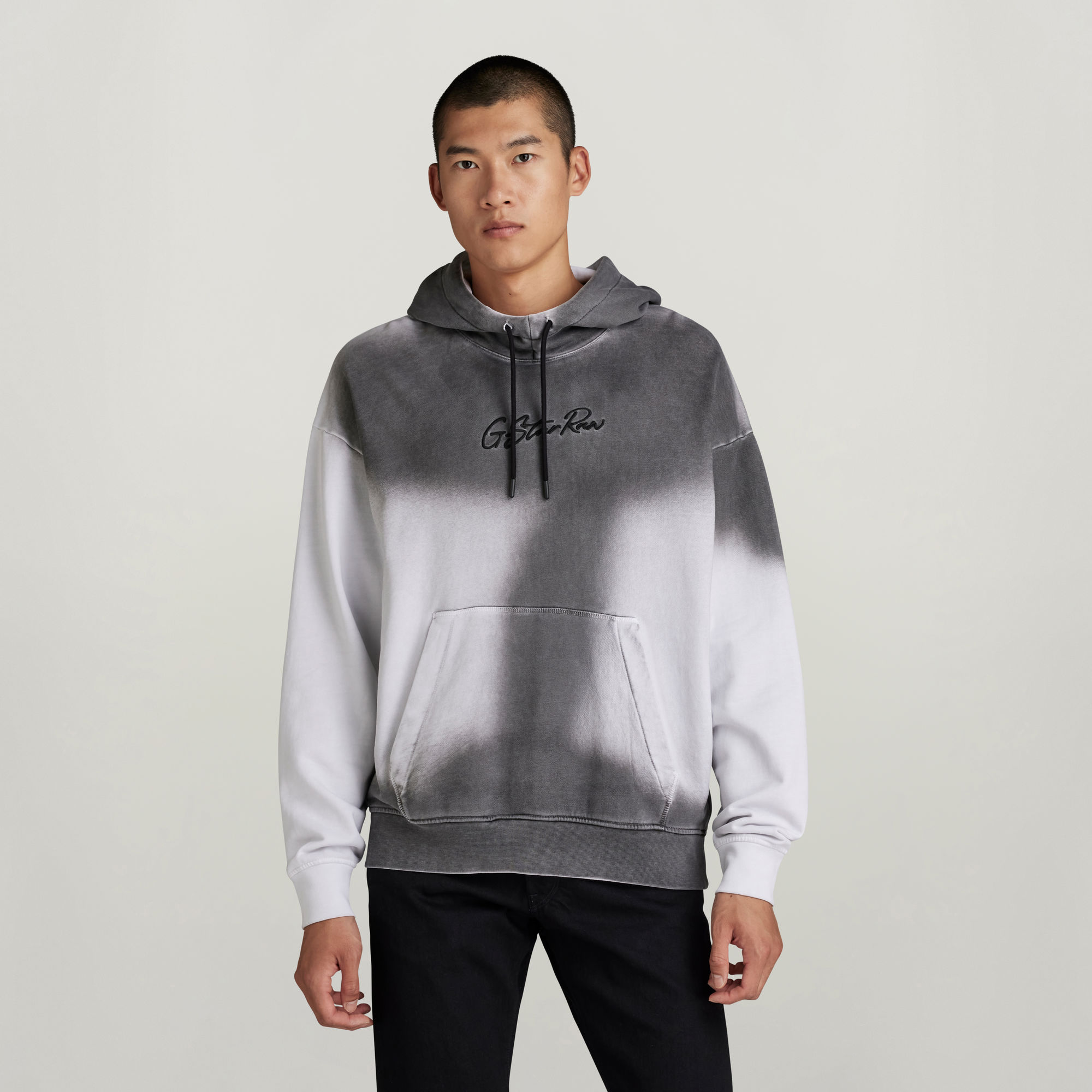 

Hand Sprayed Hooded Loose Sweater - White - Men