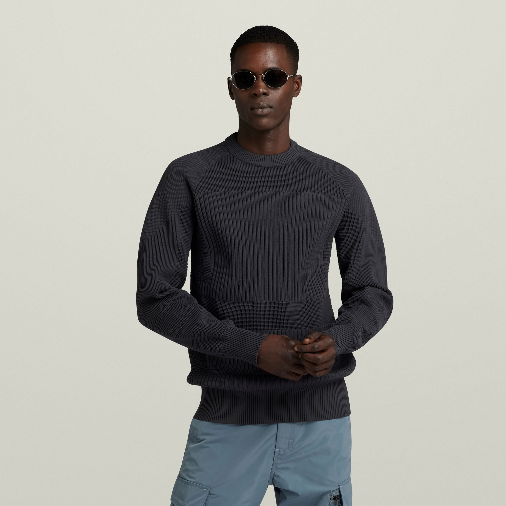 

Engineered Knitted Sweater - Grey - Men