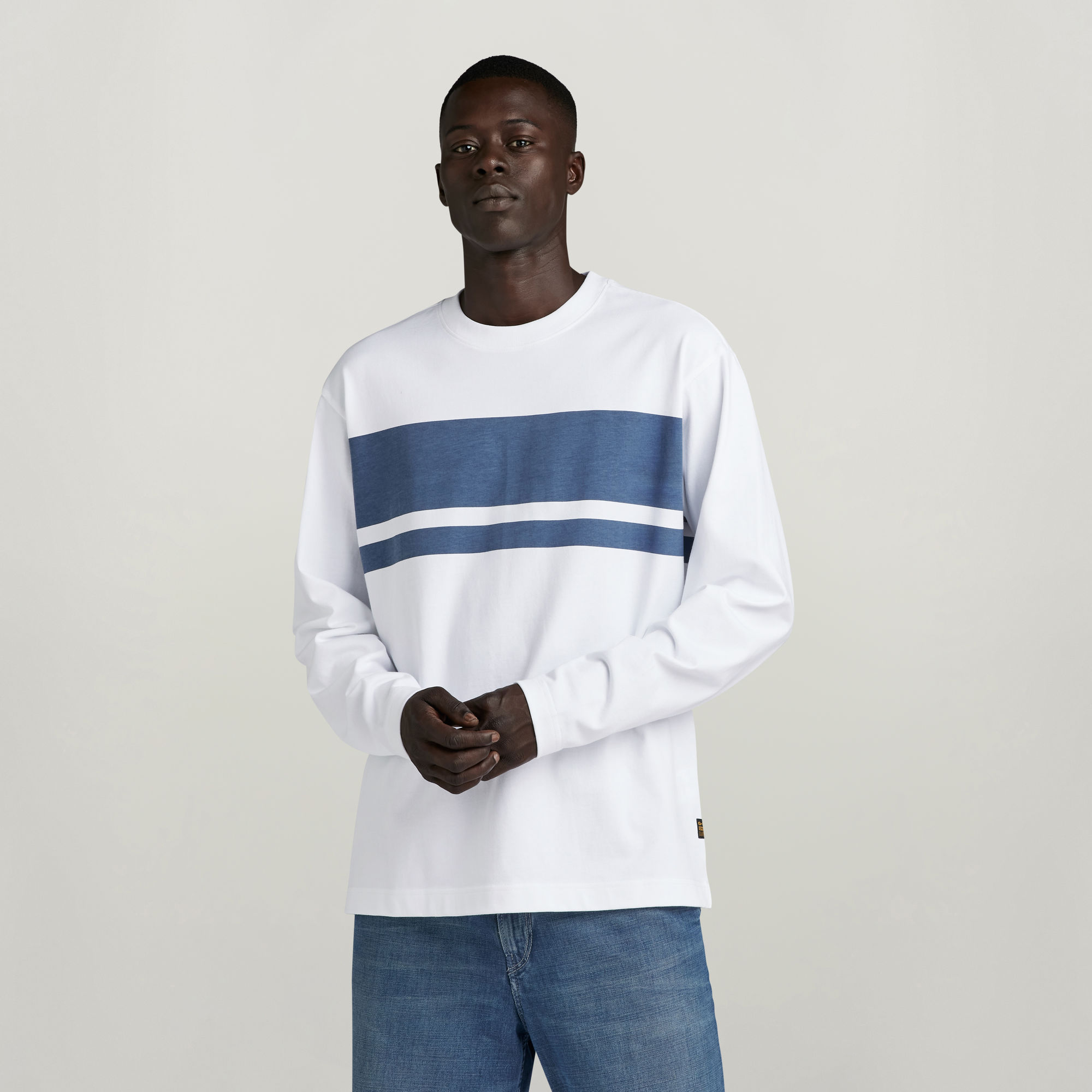 G-Star RAW Placed Stripe Boxy T-Shirt Wit Heren