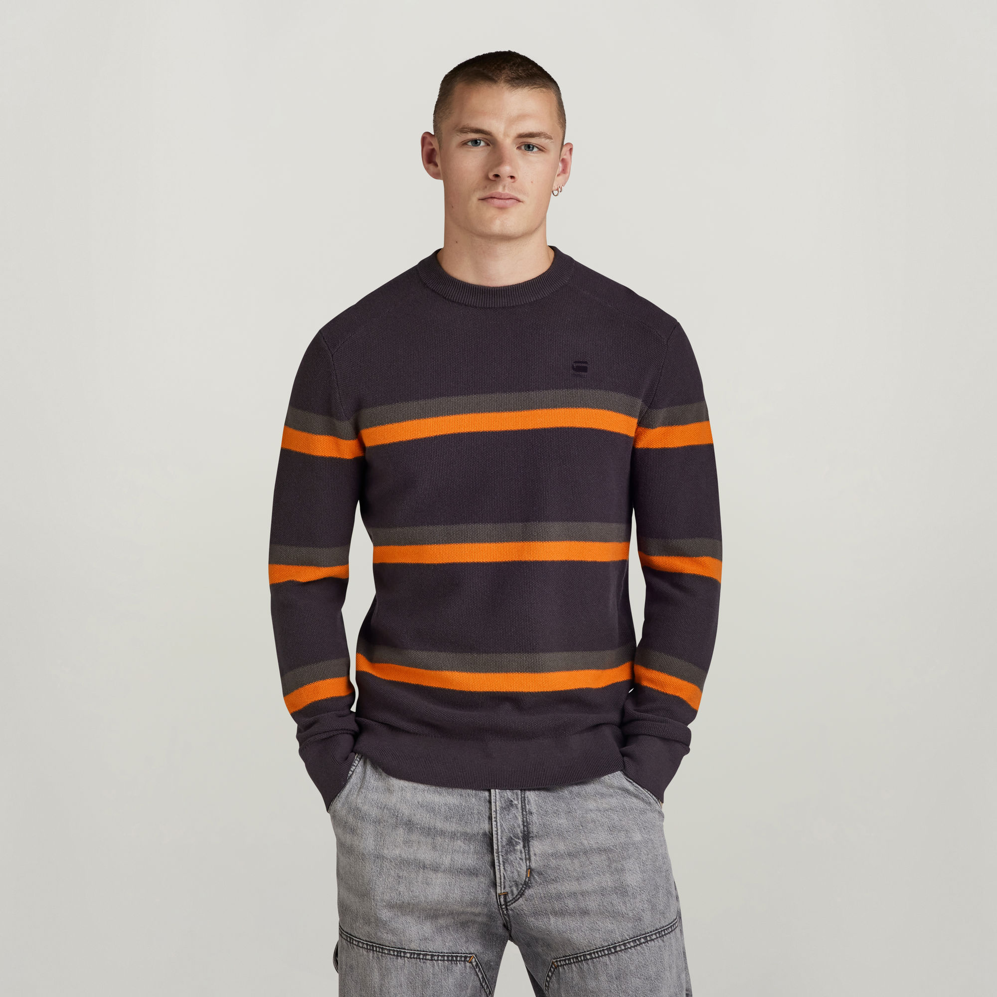 G-Star RAW Gebreide Trui Stripe Grijs Heren