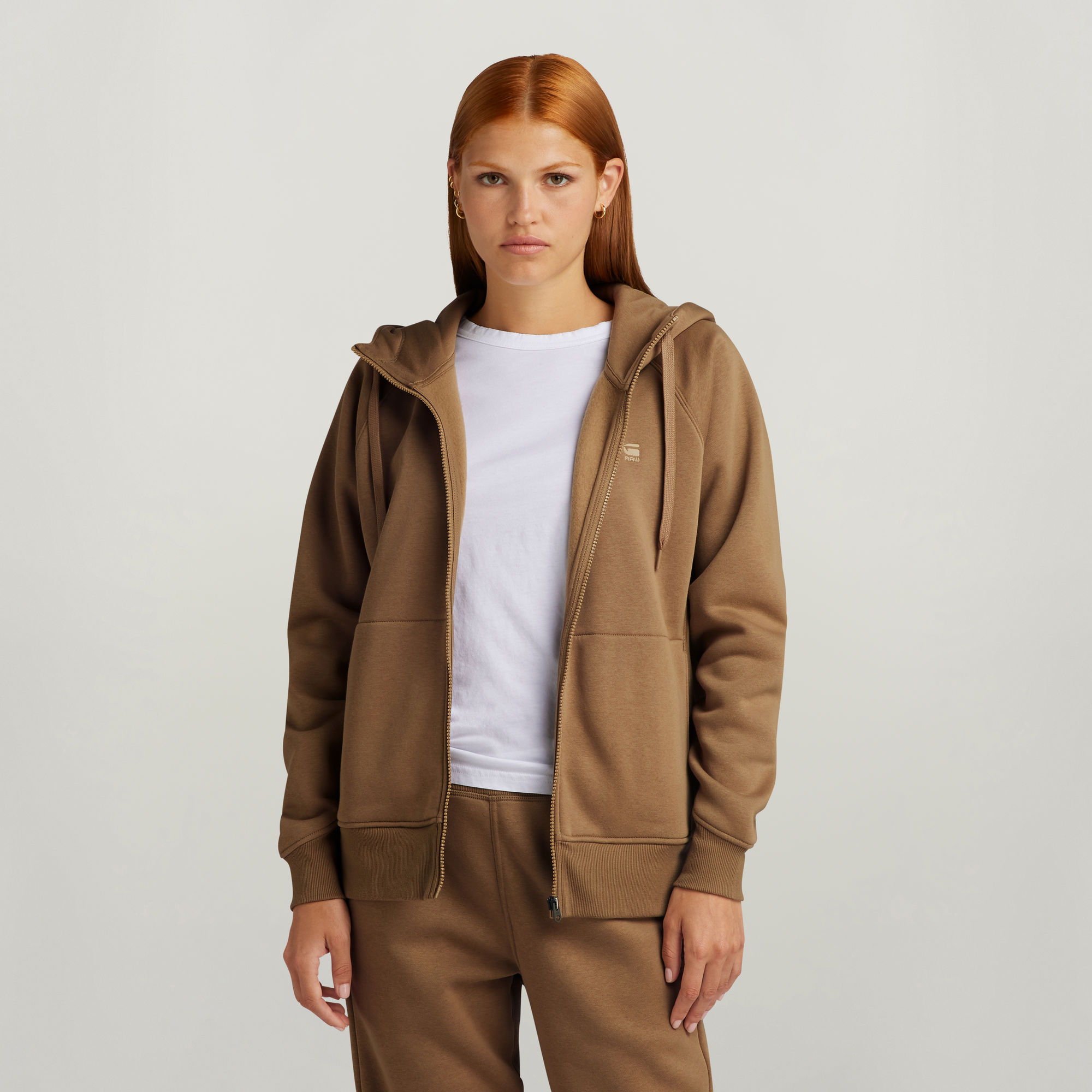 

Premium Core 2.1 Hooded Zip Thru Sweatshirt - Beige - Damen