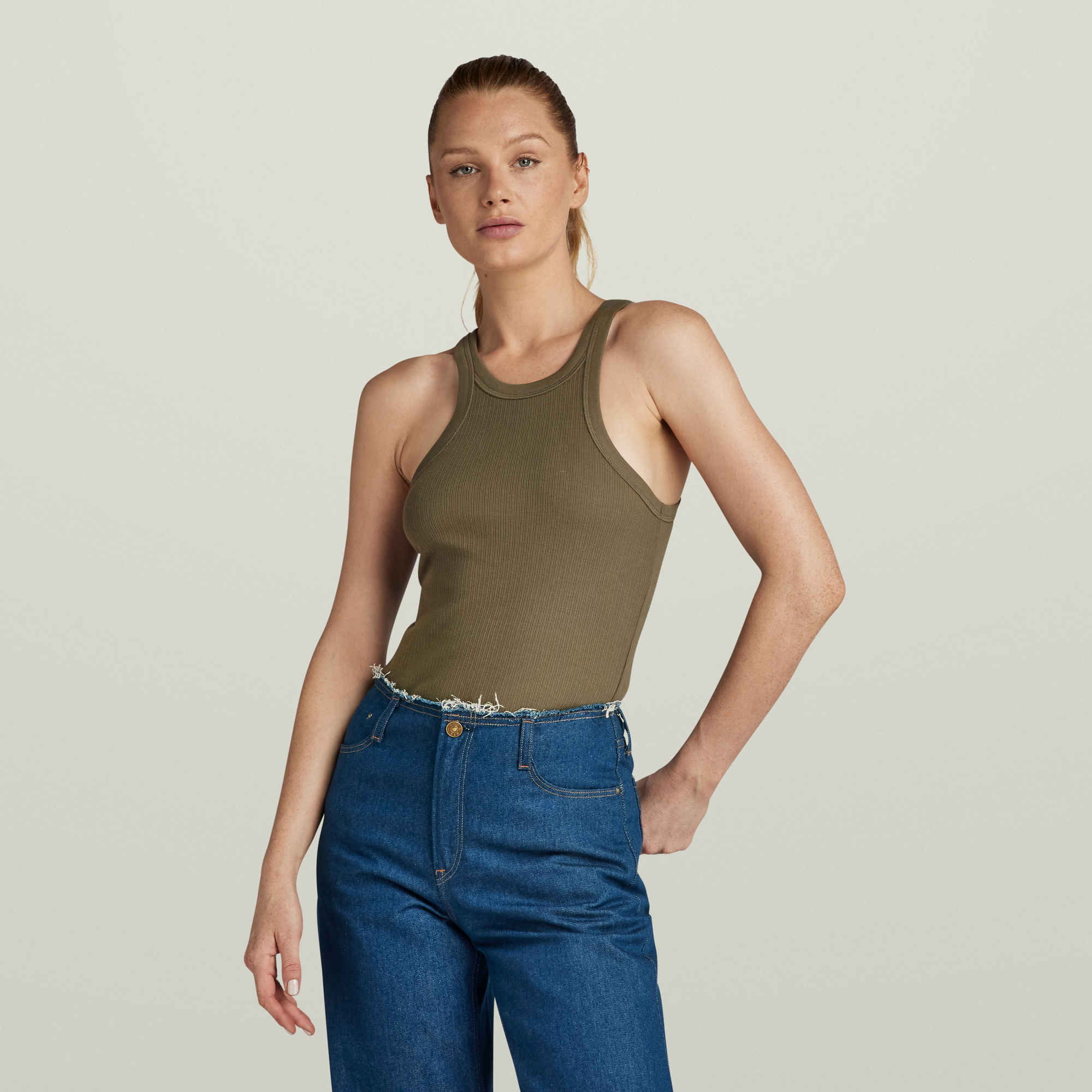 

Italian Army Ultra Slim Tank Top - Green - Women