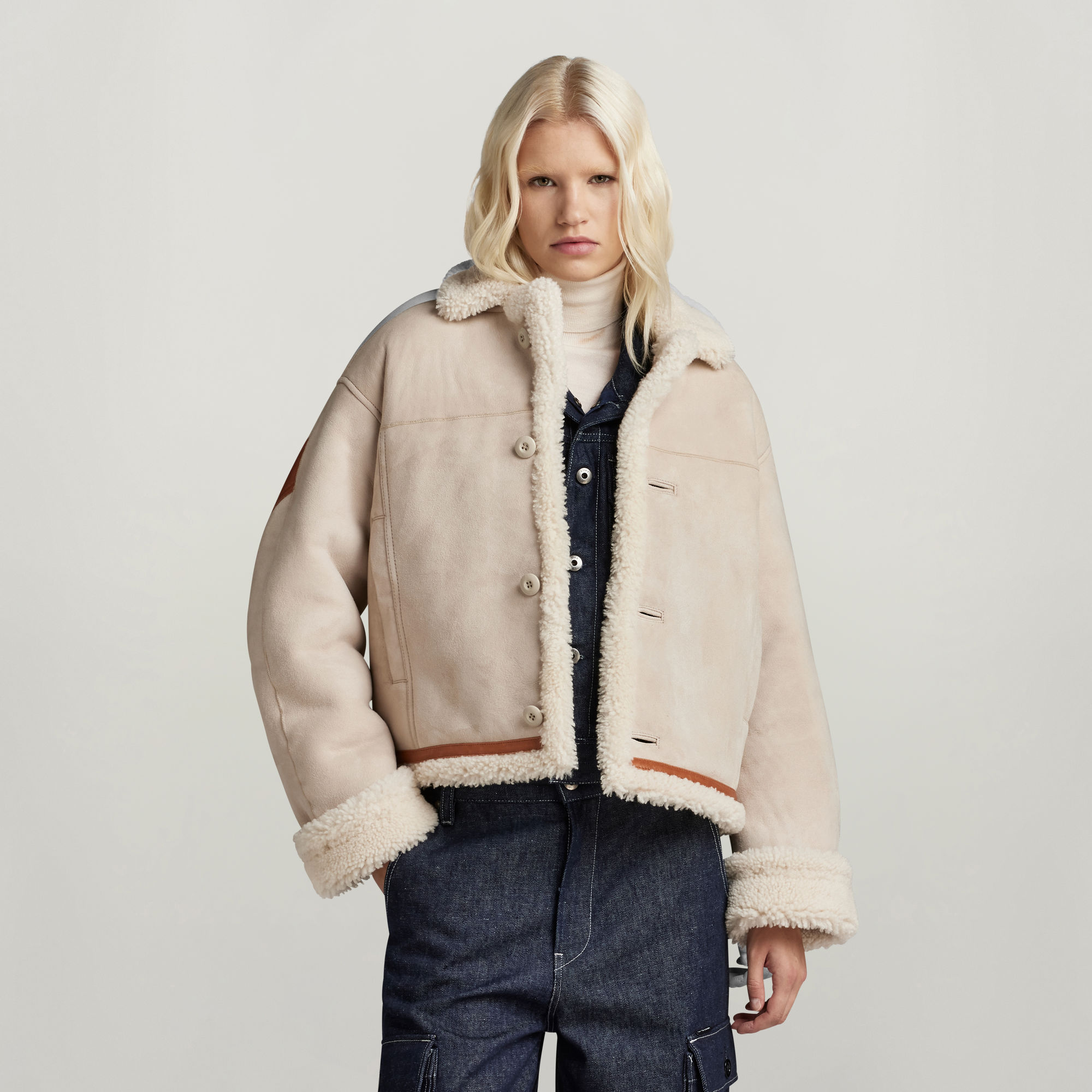 

E Short Shearling Jacket - Multi color - Women