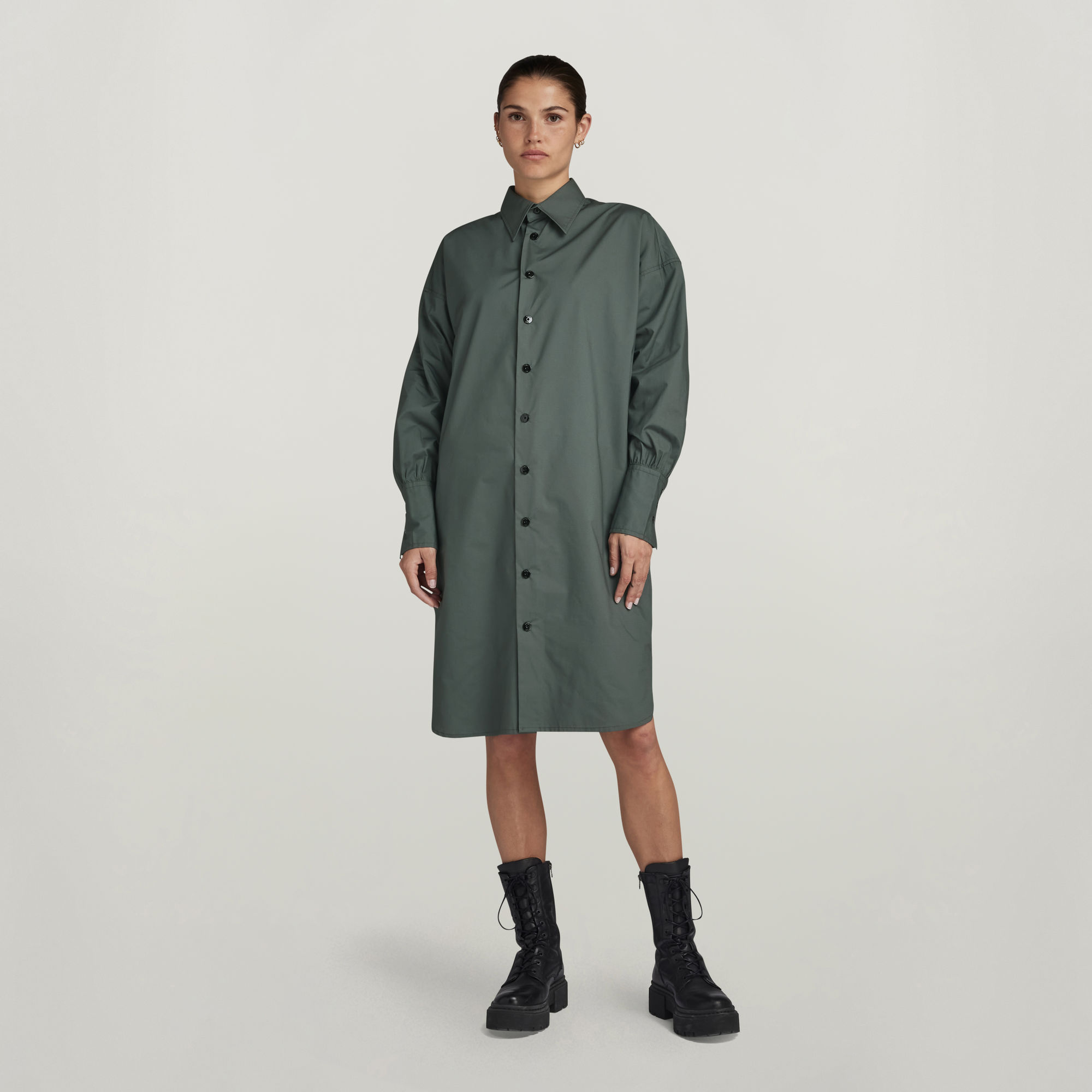 

Long Shirt Kleid - Grau - Damen