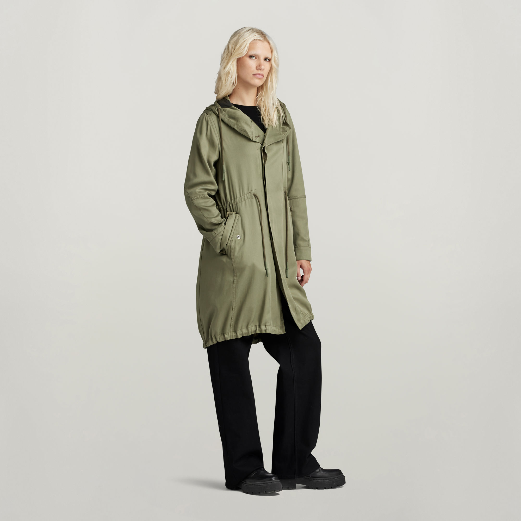G-Star RAW Fluid Fishtail Parka Met Capuchon Groen Dames