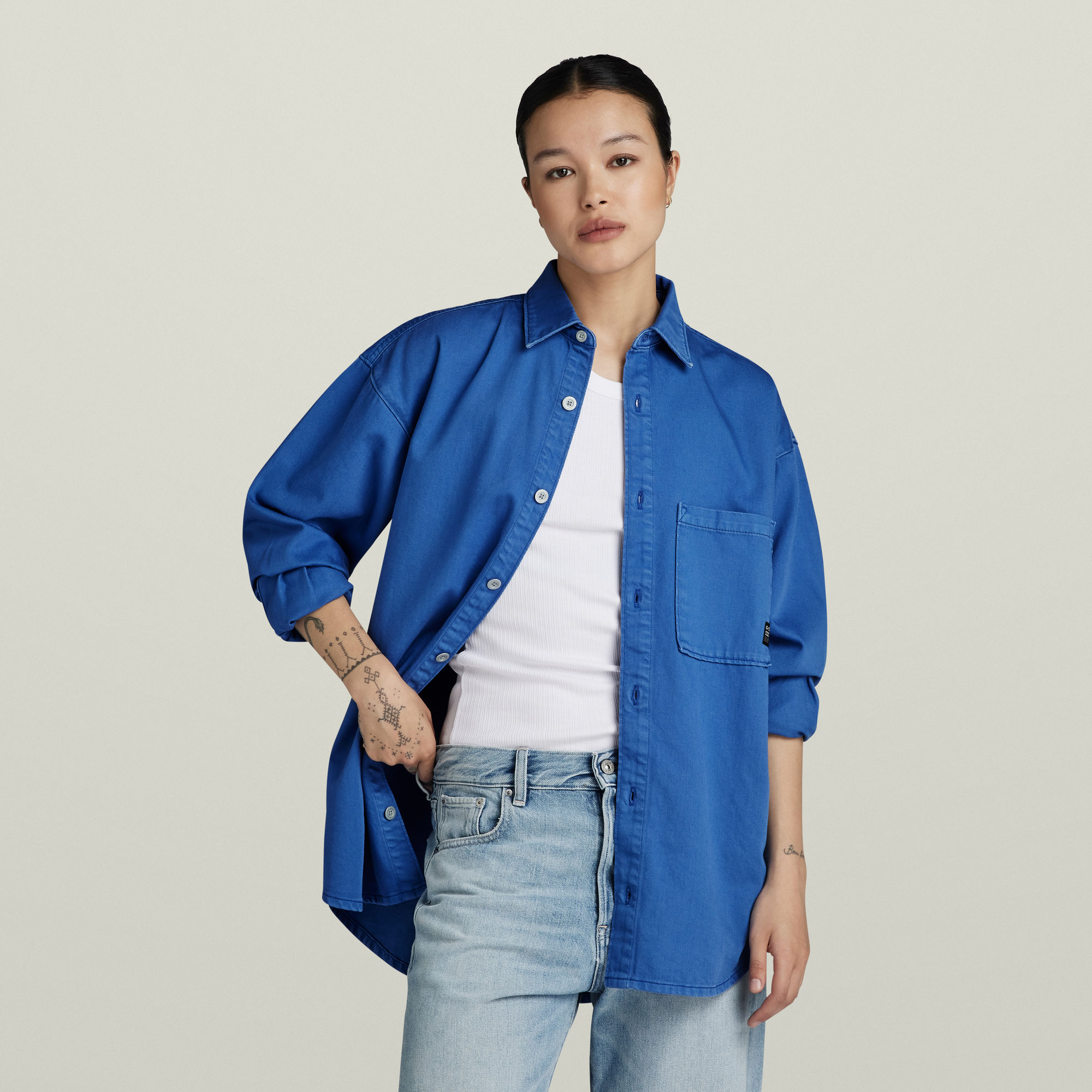 

Relaxed Denim Overshirt - Medium blue - Women