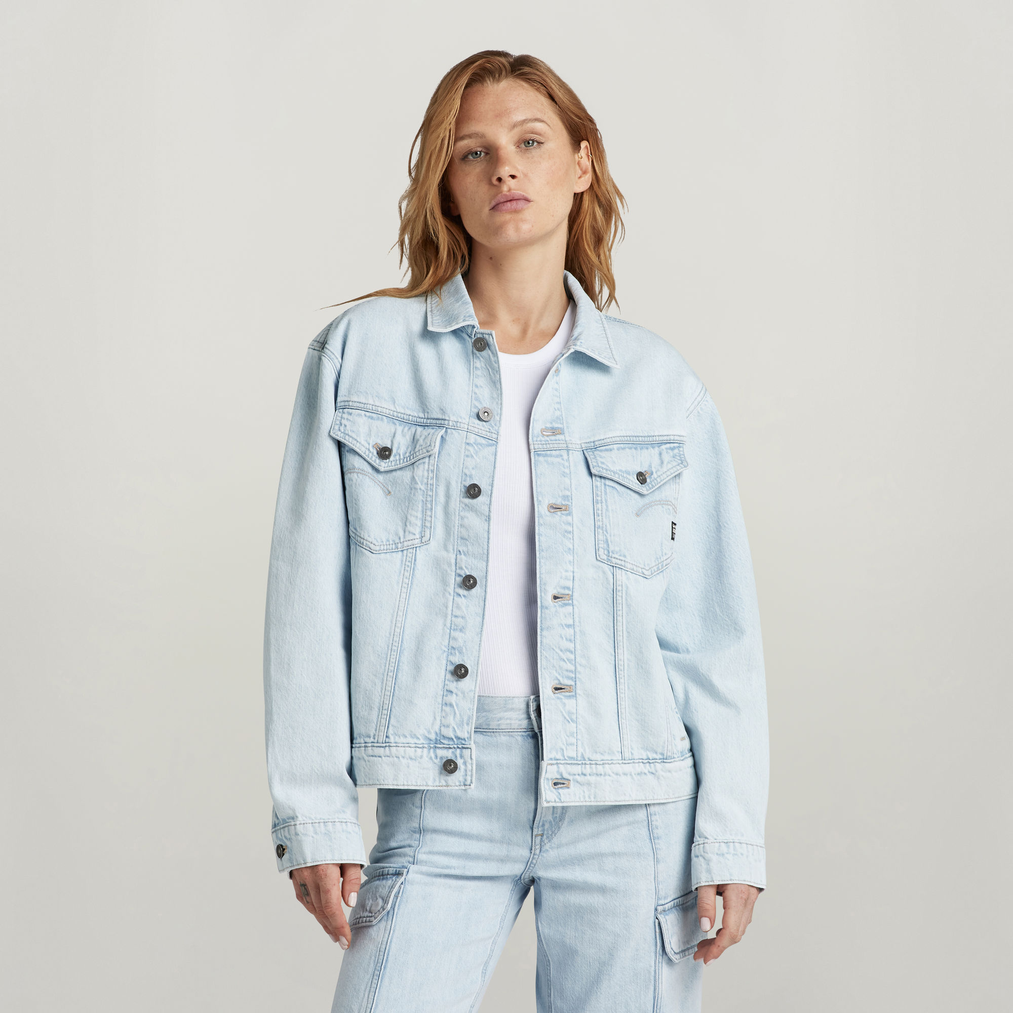 

Relaxed Denim Jacket - Light blue - Women