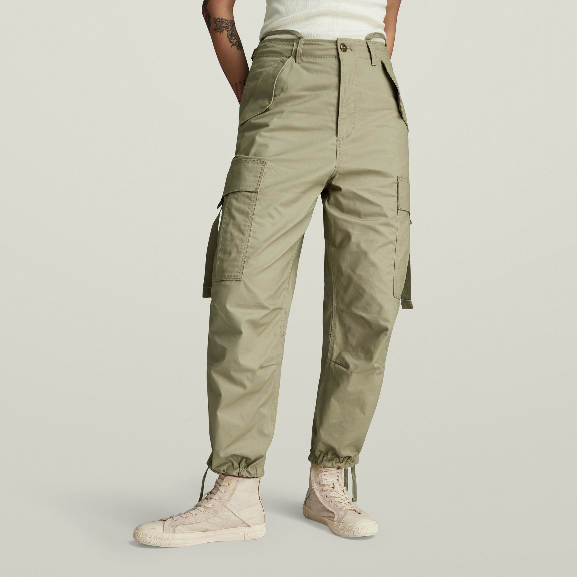 

Cargo Cropped Drawcord Pants - Green - Women