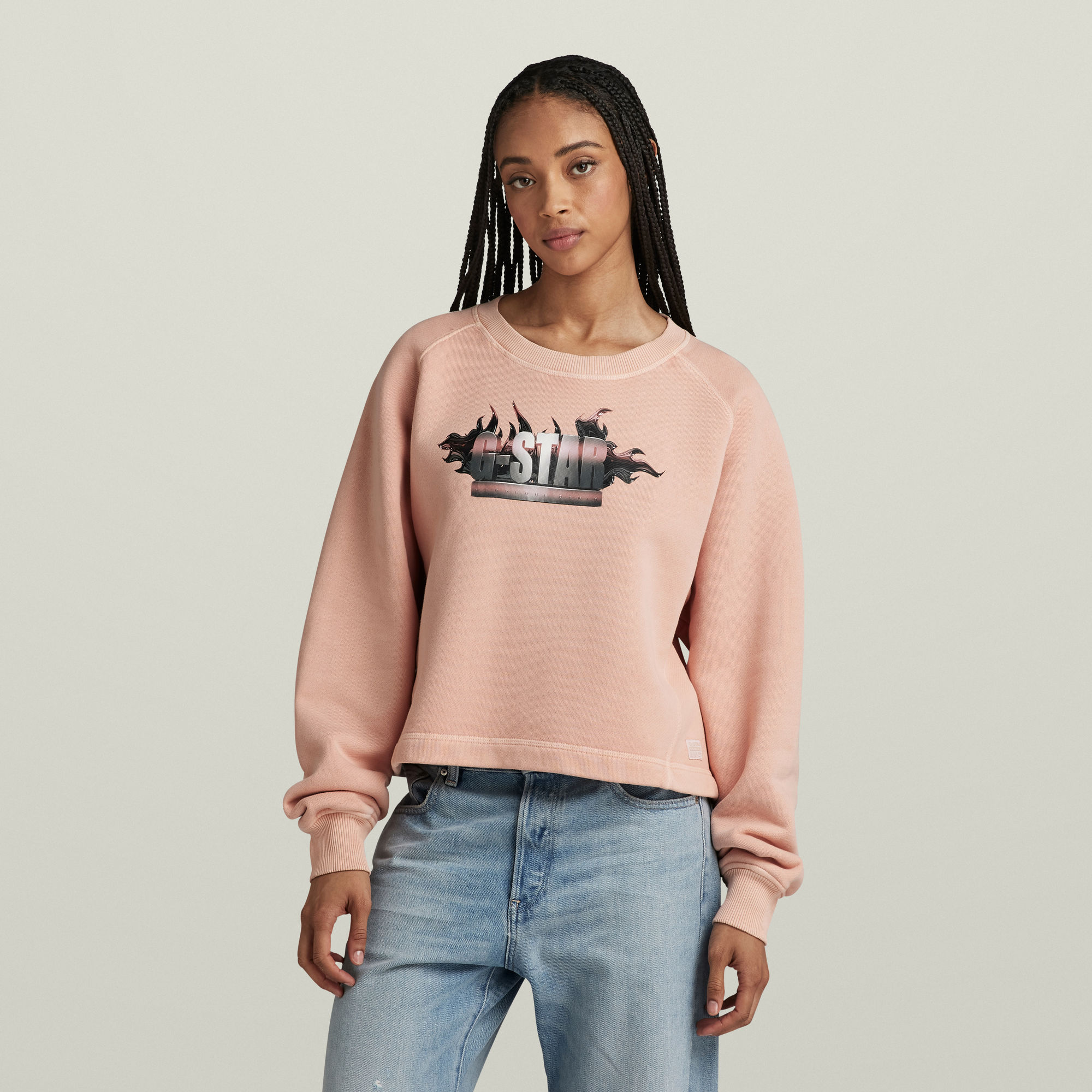 

Overdyed Merch Loose Sweater - Pink - Women